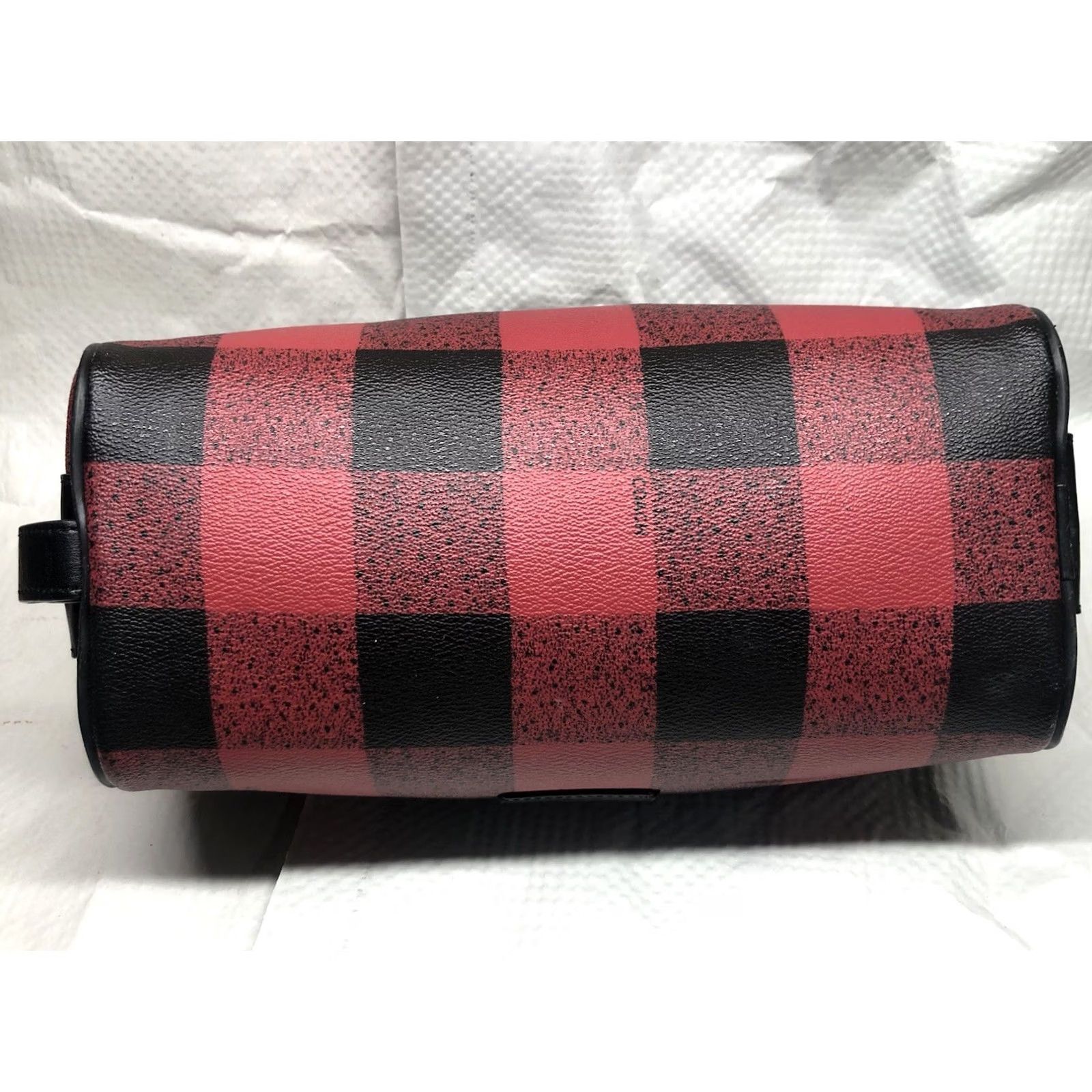 Coach VINTAGE Coach Dopp Kit Large Travel Cosmetic Bag Red Black Plaid Leather PVC Size ONE SIZE - 7 Thumbnail