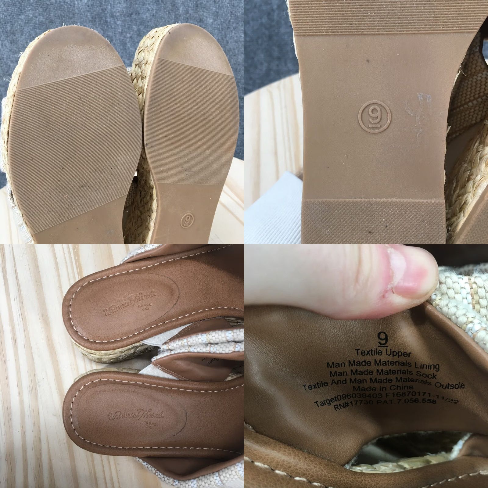 Vintage Universal Thread Sandals Womens 9 Slip On Cross Strap Platform Wedge Slide Beige Size US 9 / IT 39 - 9 Thumbnail