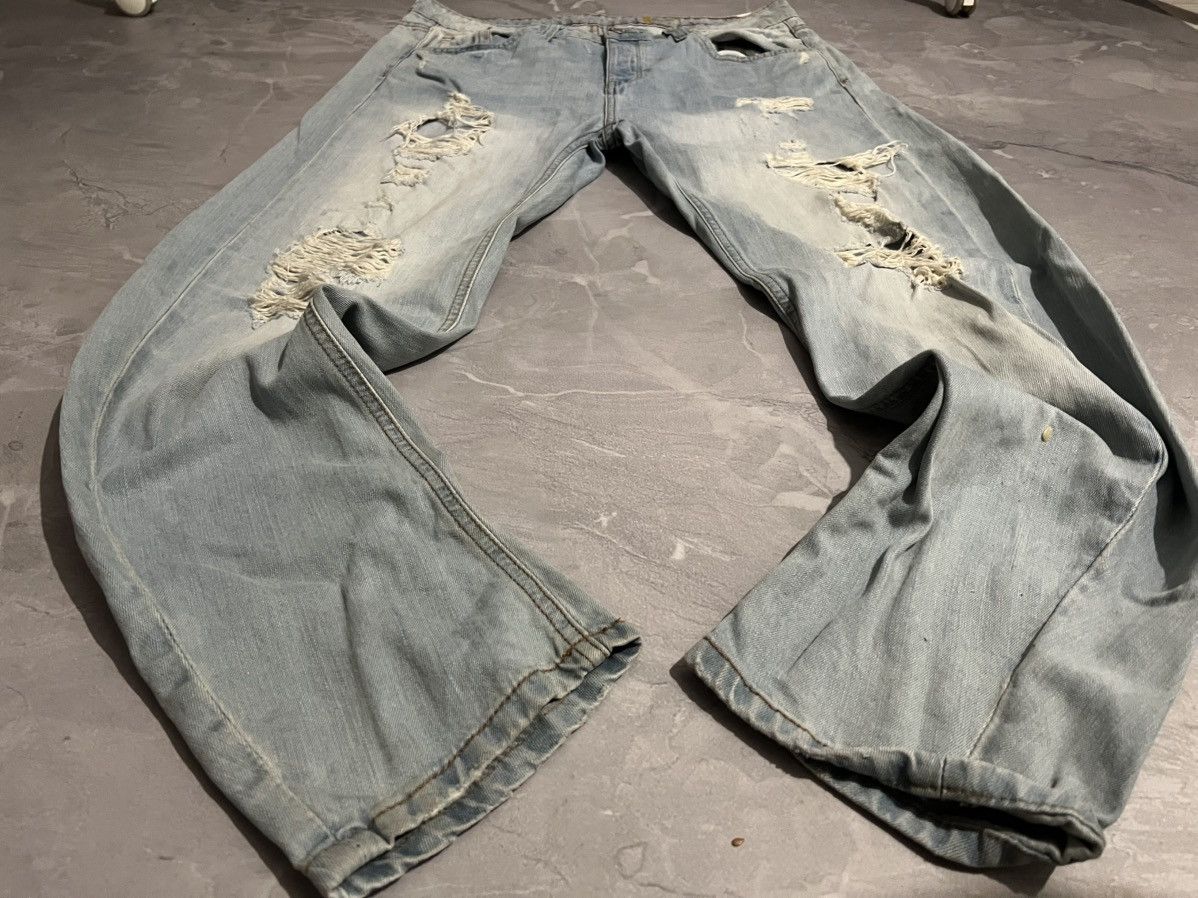 Japanese Brand Heavy Faded Destroyed Denim – Archive Slim Fit Underground Size US 34 / EU 50 - 3 Thumbnail