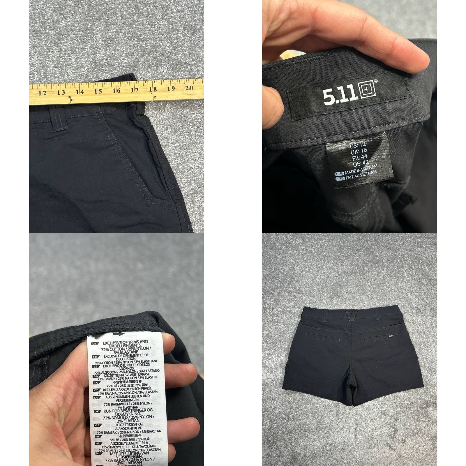 Vintage 5 11 Tactical Chino Shorts Womens 12 Black Denim Logo Cotton High Rise Hiking Size 34" / US 12 / IT 48 - 8 Thumbnail