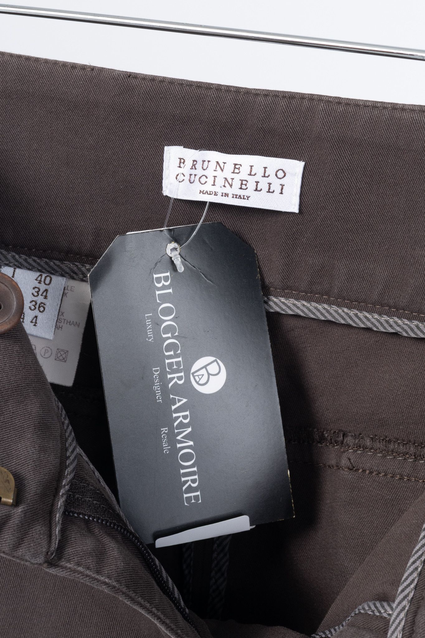 Brunello Cucinelli Brunello Cucinelli Brown Cotton-Twill Equestrian Trousers Size 27" / US 4 / IT 40 - 4 Thumbnail