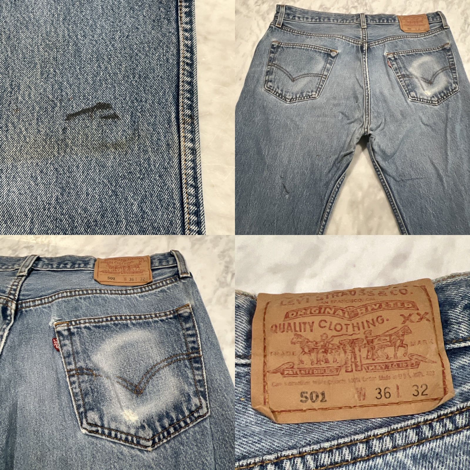 Levi's VINTAGE Levi’s 501 Jeans Men 34x31 Blue Button Fly Fade Thrash USA Jeans Size US 34 / EU 50 - 8 Thumbnail