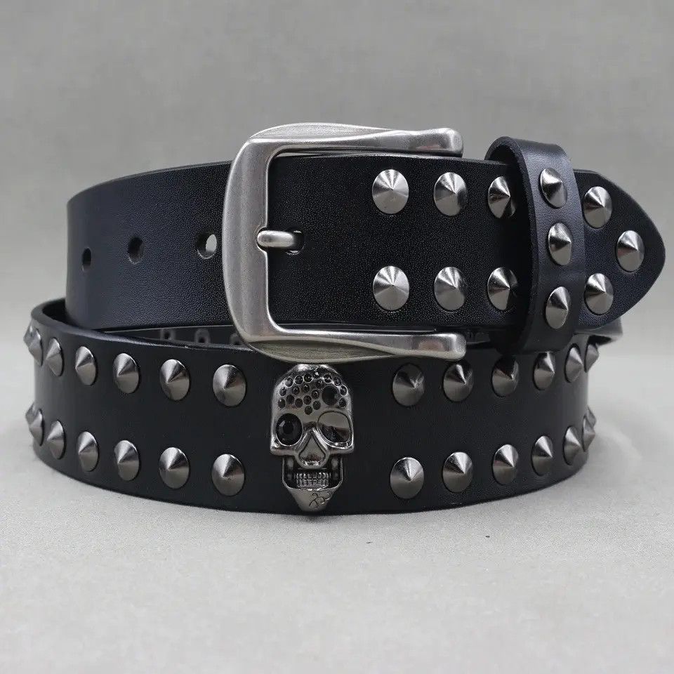 Japanese Brand × Leather Skull Rock Studded Belt Size ONE SIZE - 1 Thumbnail