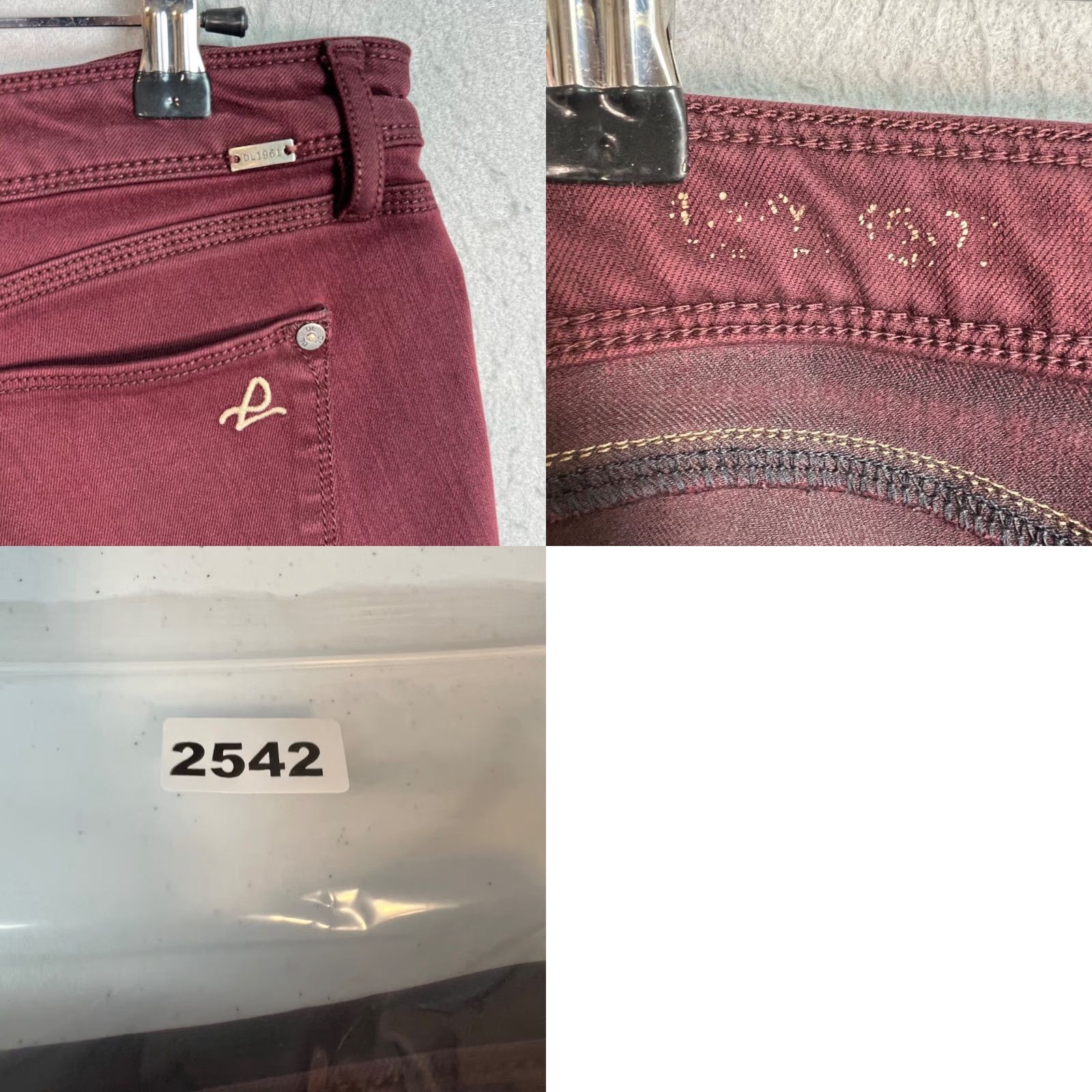 DL1961 DL1961 Womens Jeans Burgundy Stretch Skinny Fit 29 Adult Womens 29 Denim Pants 5-Pocket Design Modern Classic Vintage No Size 29" - 9 Thumbnail