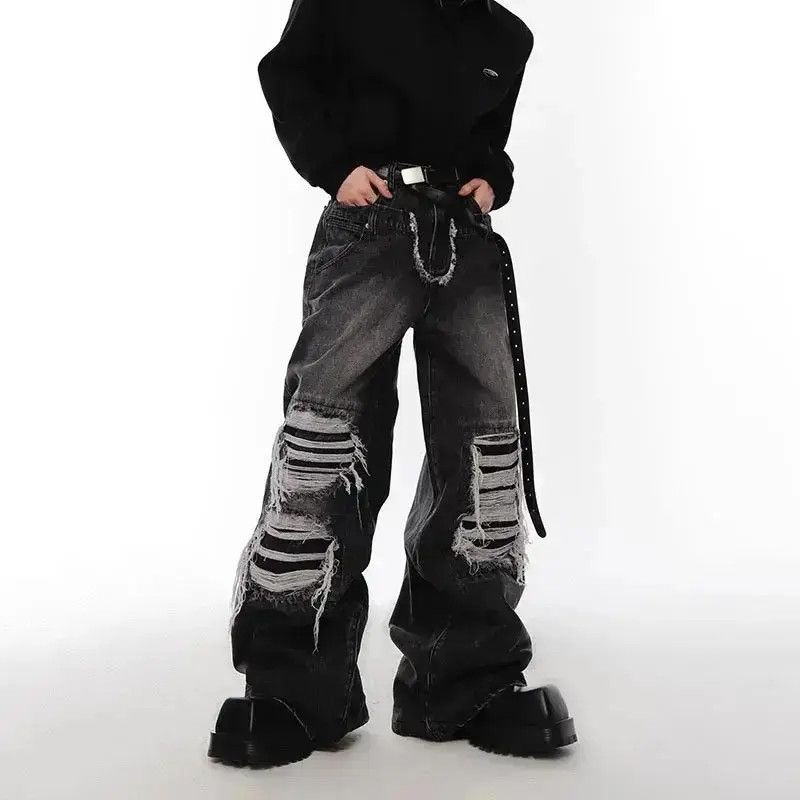 Japanese Brand Japanese Opium Ripped pants design high street holes washed Size US 32 / EU 48 - 1 Thumbnail