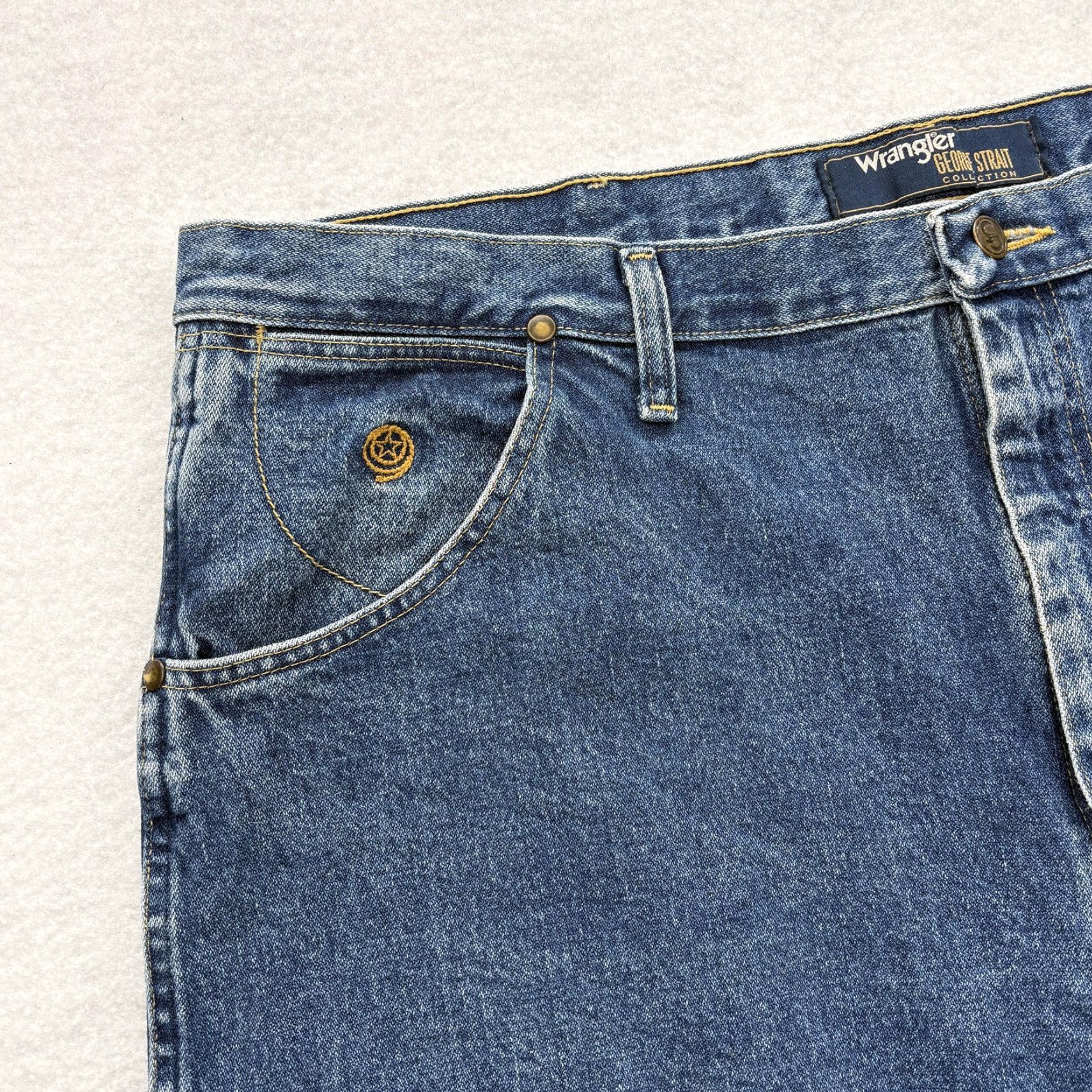 Wrangler Wrangler George Strait Jeans Mens 42x30 Blue Straight Western Cowboy Denim Jeans Mens 42 Regular Inseam 30 In Western Cowboy Size US 42 / EU 58 - 3 Thumbnail