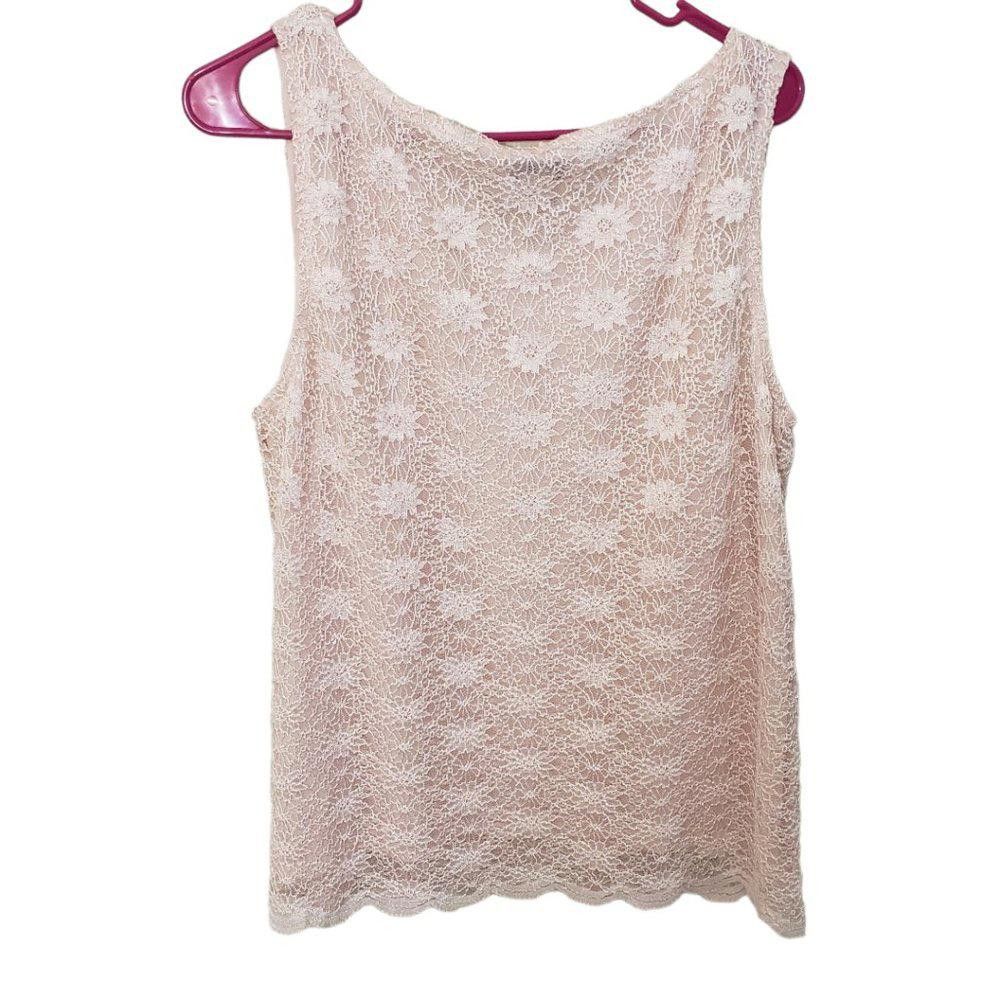 Designer CT439 Tahari ASL Ladies Petite Pink Lace Lined Tank Size XL / US 12-14 / IT 48-50 - 5 Thumbnail
