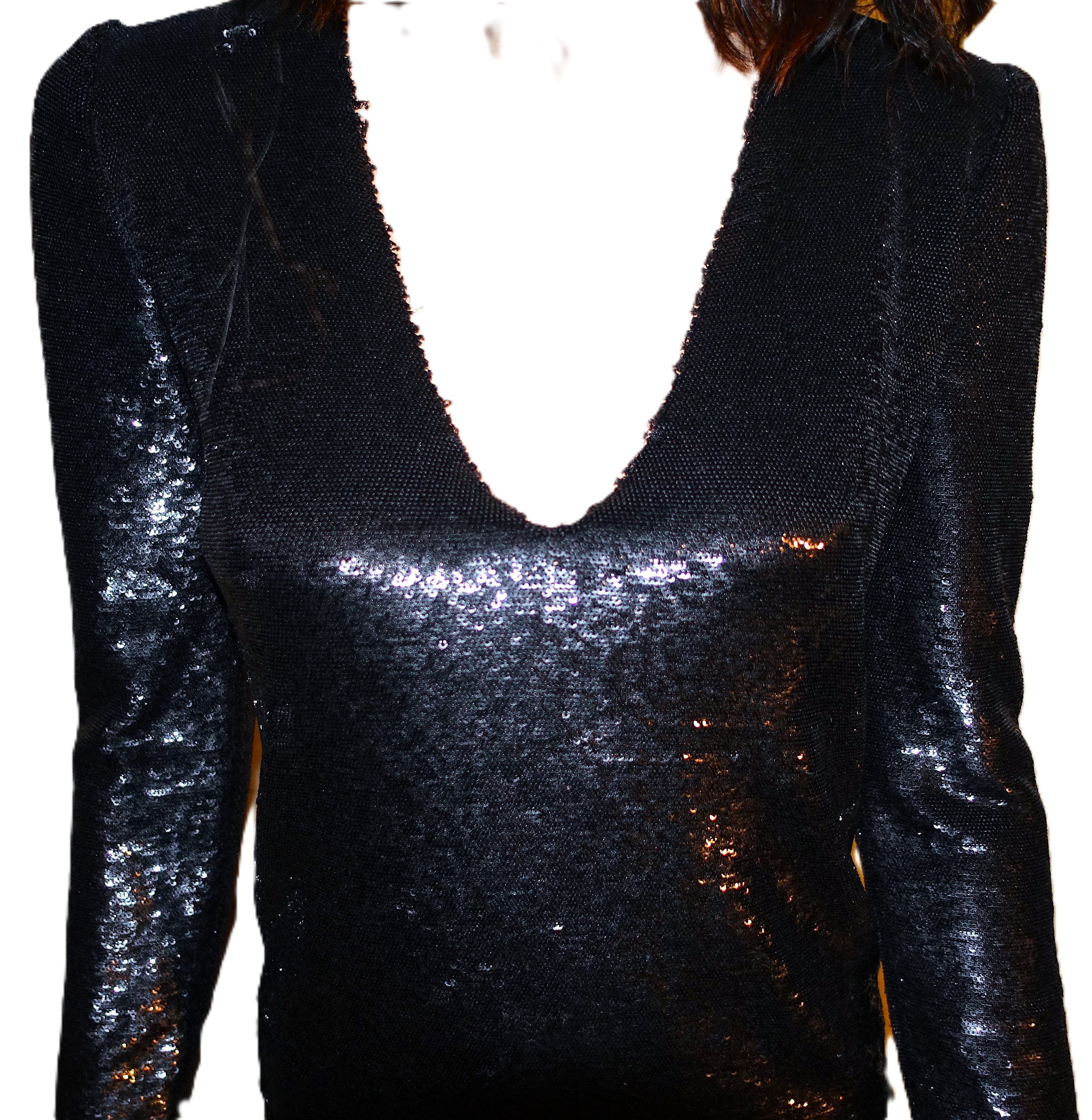 Iro IRO Black Sequin Mini Dress 6 Size M / US 6-8 / IT 42-44 - 2 Thumbnail