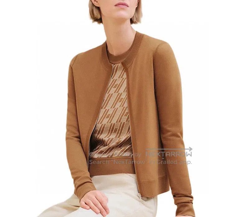 Hermes Hermes Chestnut-colored knitted cardigan Size XS / US 0-2 / IT 36-38 - 8 Thumbnail