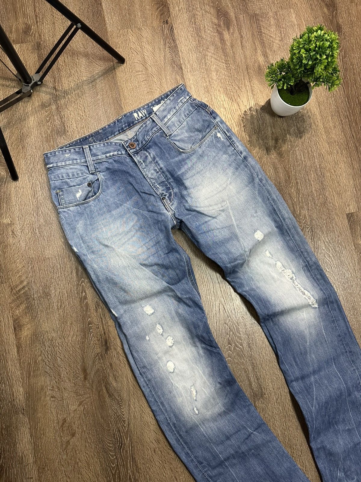 G-Star G-Star Raw Jeans With Scuffs Avant-Garde Style Size US 33 - 6 Thumbnail