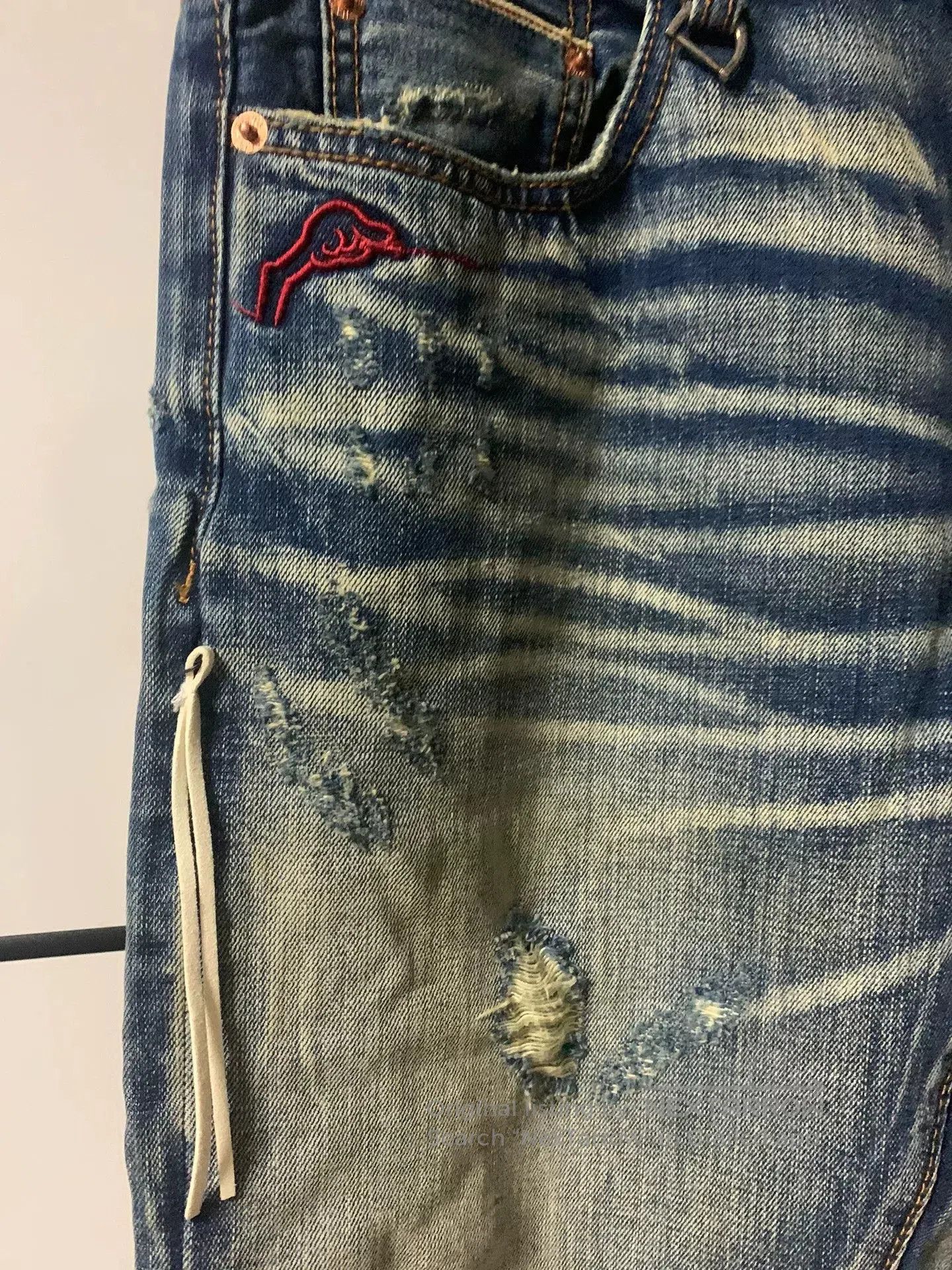 CLOT HEA ACU Distressed Raw Denim Jeans. Size US 32 / EU 48 - 3 Thumbnail