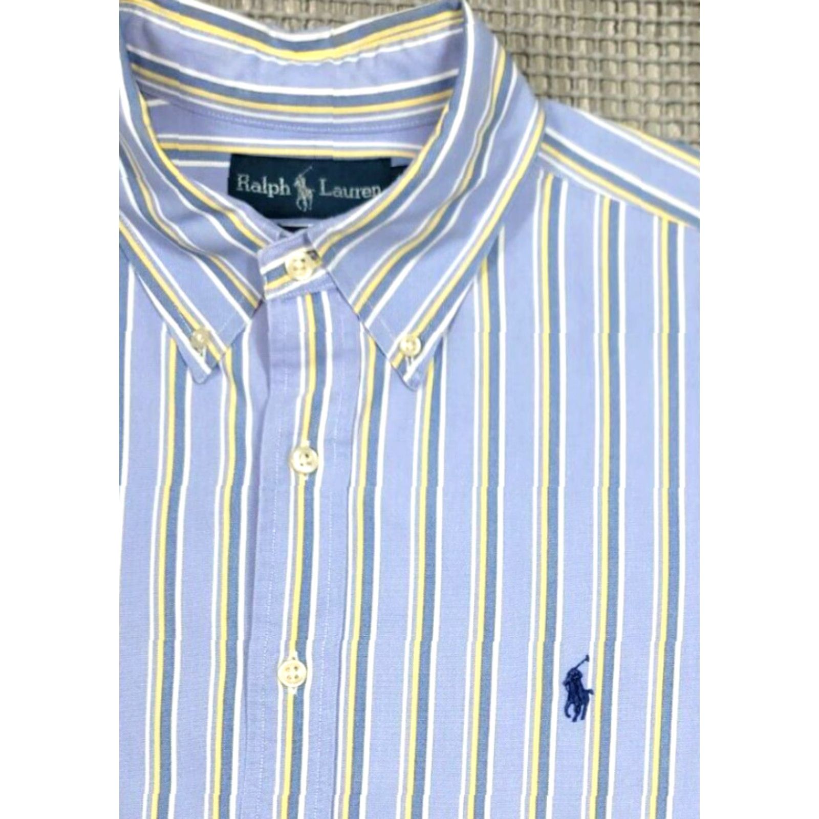 Polo Ralph Lauren Polo Ralph Lauren Button-Up Shirt Striped Long Sleeve Mens 16.5-32/33 Blue Stripe Oxford OCBD Classic Fit Size US XL / EU 56 / 4 - 4 Thumbnail