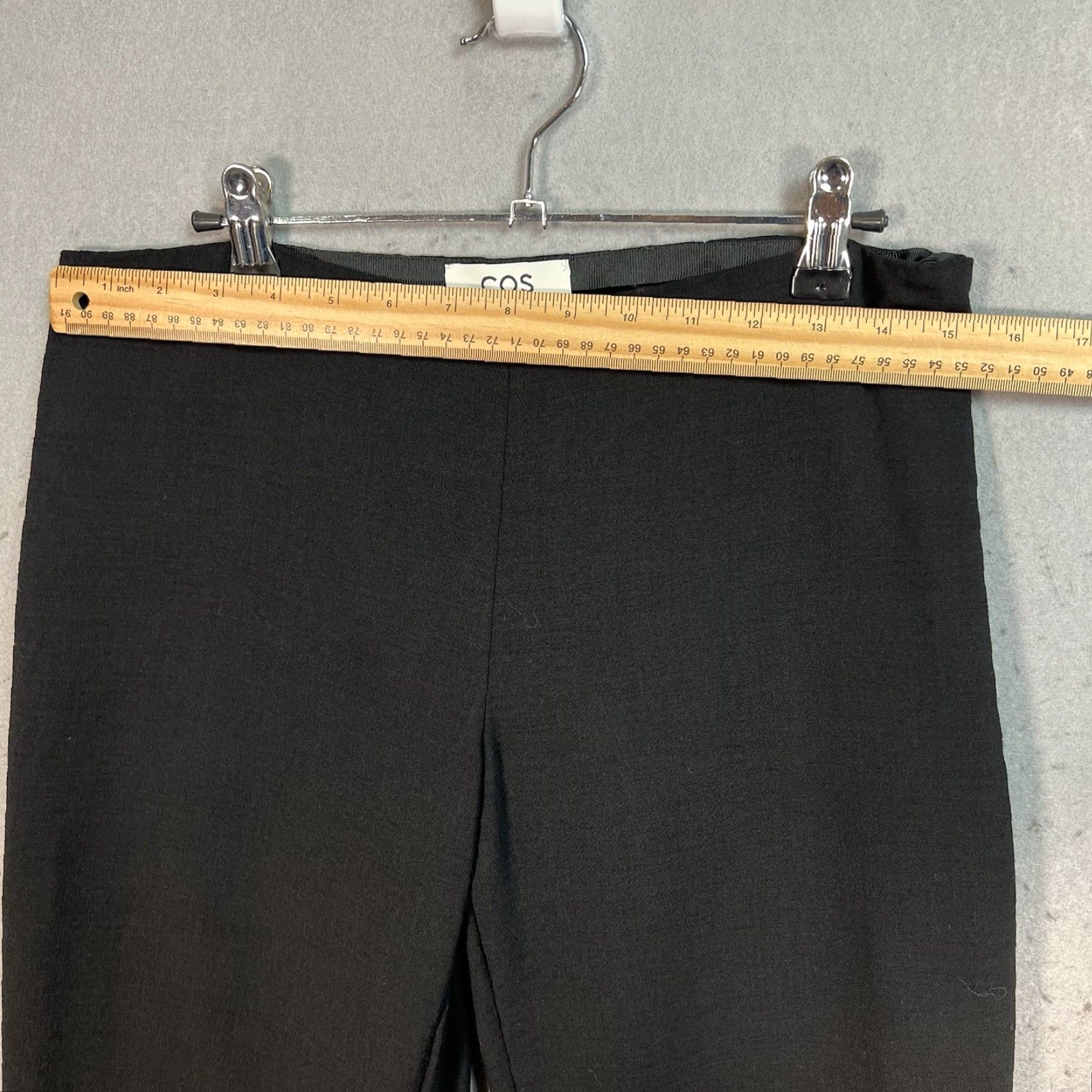 Cos COS Dress Pants Womens 8 Black Straight Leg Stretch Elastic Waist Twill Flat Front Business Casual Travel Size 30" / US 8 / IT 44 - 2 Thumbnail