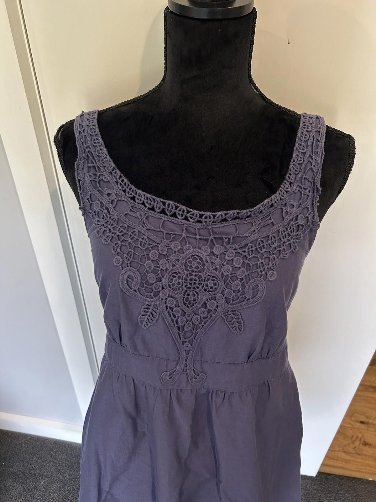 Esprit Esprit Linen Dress Blue Lined Crocheted Detail-Size 10 (003) Size M / US 6-8 / IT 42-44 - 6 Thumbnail