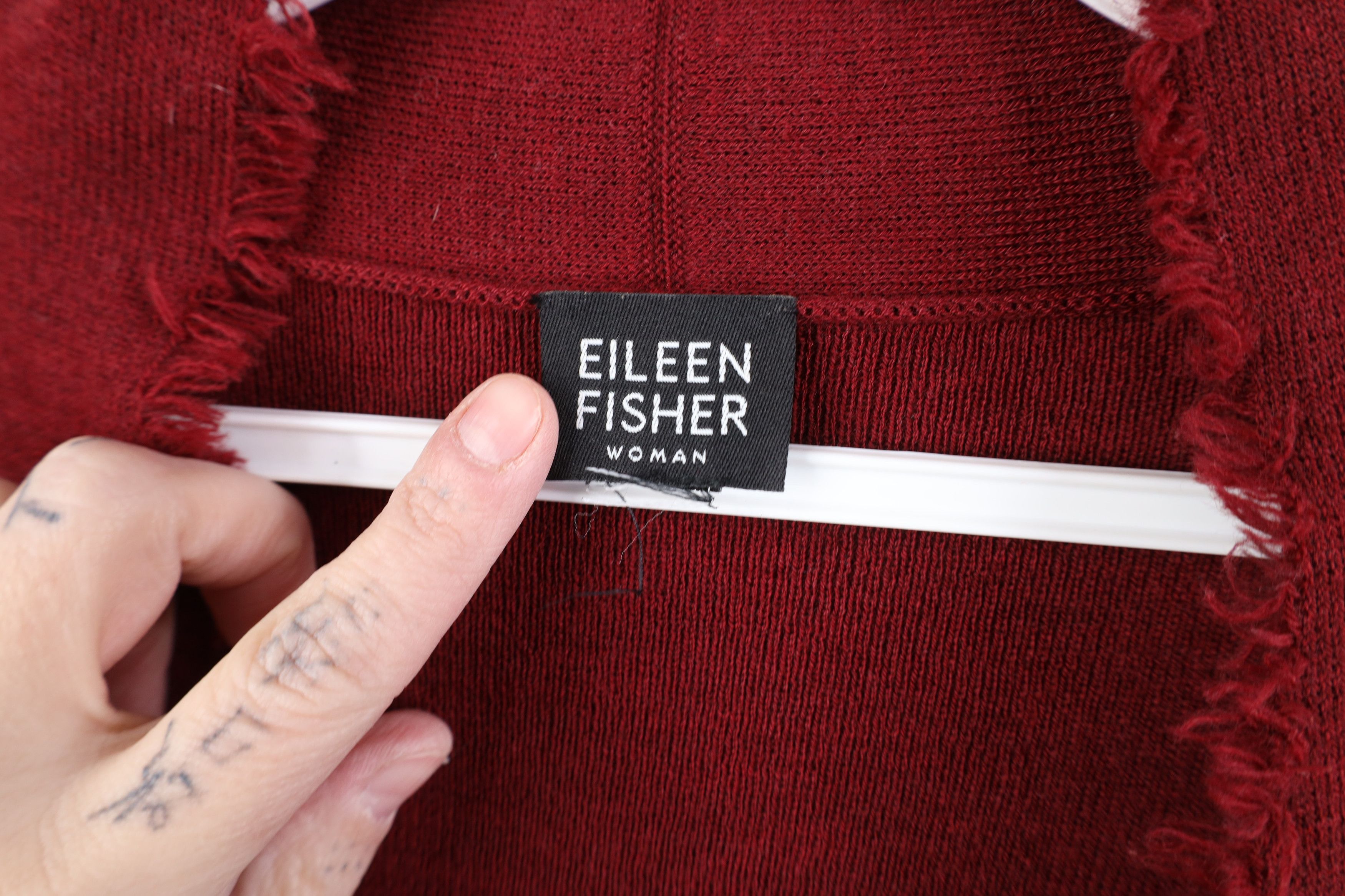Eileen Fisher Eileen Fisher Knit Fringed Open Front Cardigan Sweater Red Size XL / US 12-14 / IT 48-50 - 7 Thumbnail