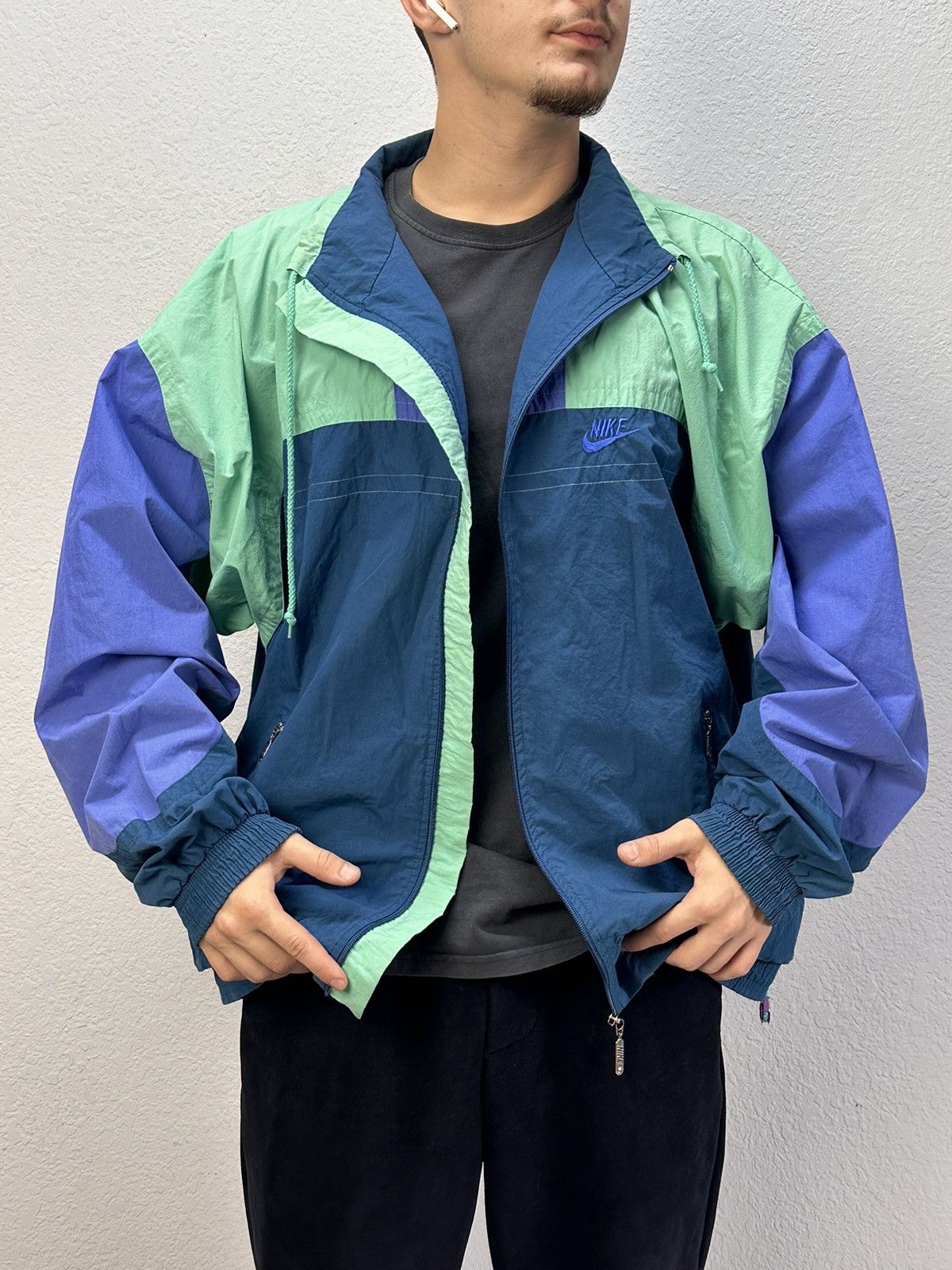 Nike Vintage 00s Nylon Nike Jacket Hoodie Rare Suits Big Swoosh Size US XL / EU 56 / 4 - 1 Thumbnail
