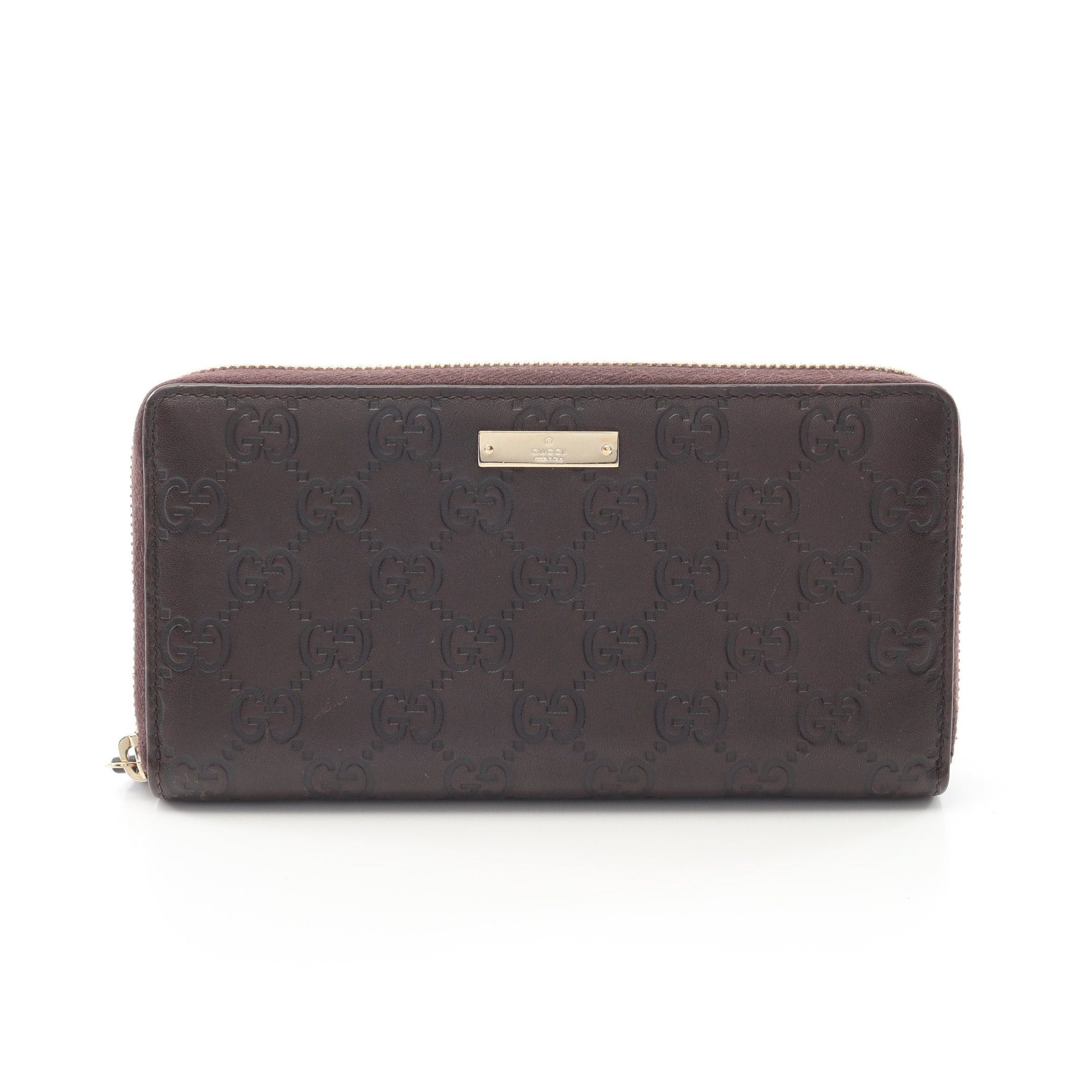Gucci Gucci Gucci Sima Round Zipper Long Wallet Leather Brown Size ONE SIZE - 1 Thumbnail