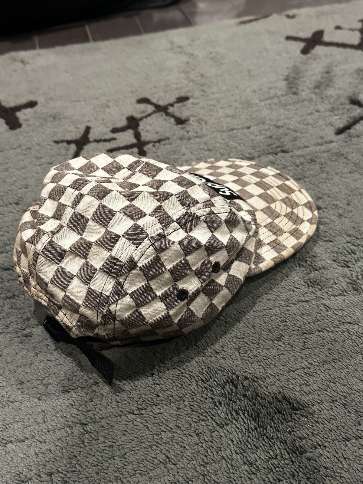 Supreme SS18 Supreme Checkerboard Box Logo Adjustable Hat Size ONE SIZE - 4 Thumbnail