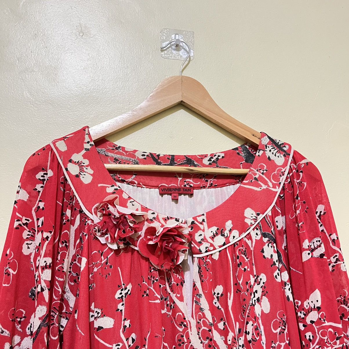 Vivienne Tam VIVIENNE TAM - PLUM FLORAL MESH DRESS Size M / US 6-8 / IT 42-44 - 3 Thumbnail