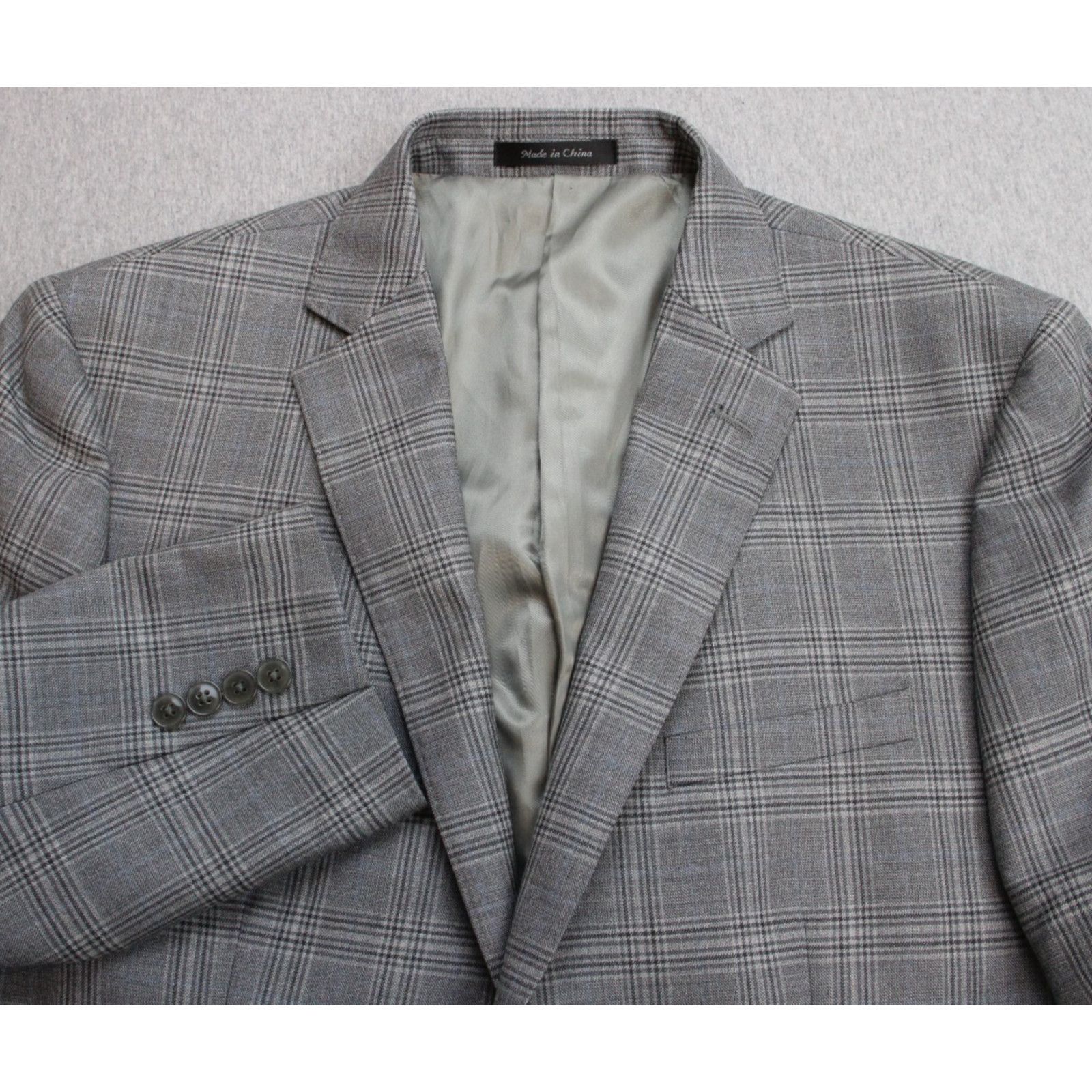 Calvin Klein Calvin Klein Blazer Mens 44R Plaid 2 Button Notch Lapel Wool Size 44R - 1 Thumbnail