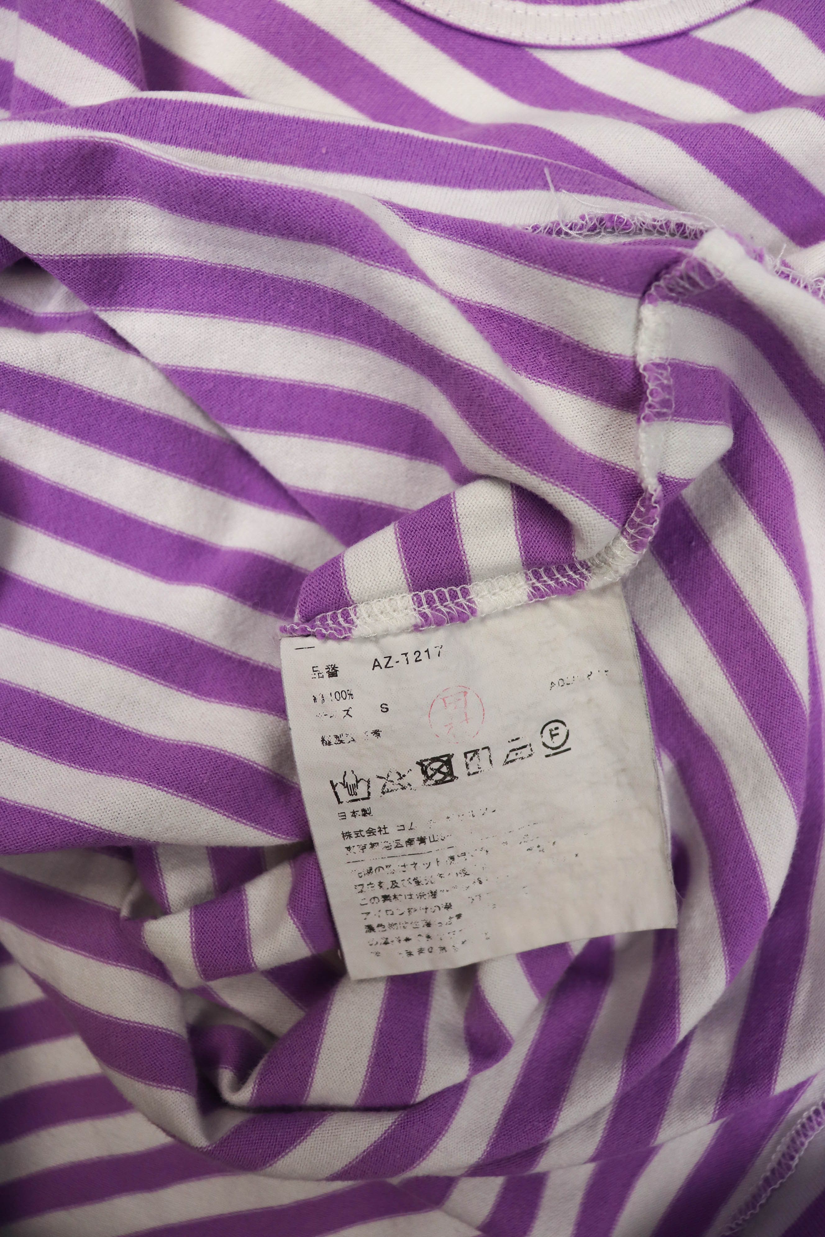Comme des Garcons Comme des Garçons Purple White Striped Long Sleeve T-shirt Size S / US 4 / IT 40 - 11 Thumbnail