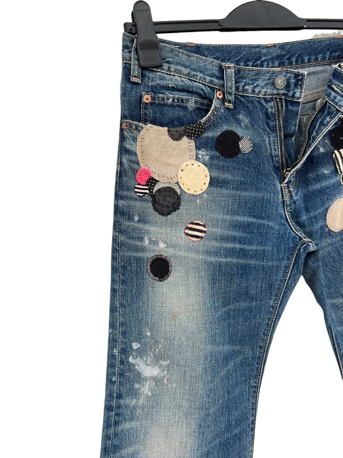 Vintage Vintage RNA Japan Distress Patchwork Mud Denim Flare Jeans Size US 29 - 8 Thumbnail