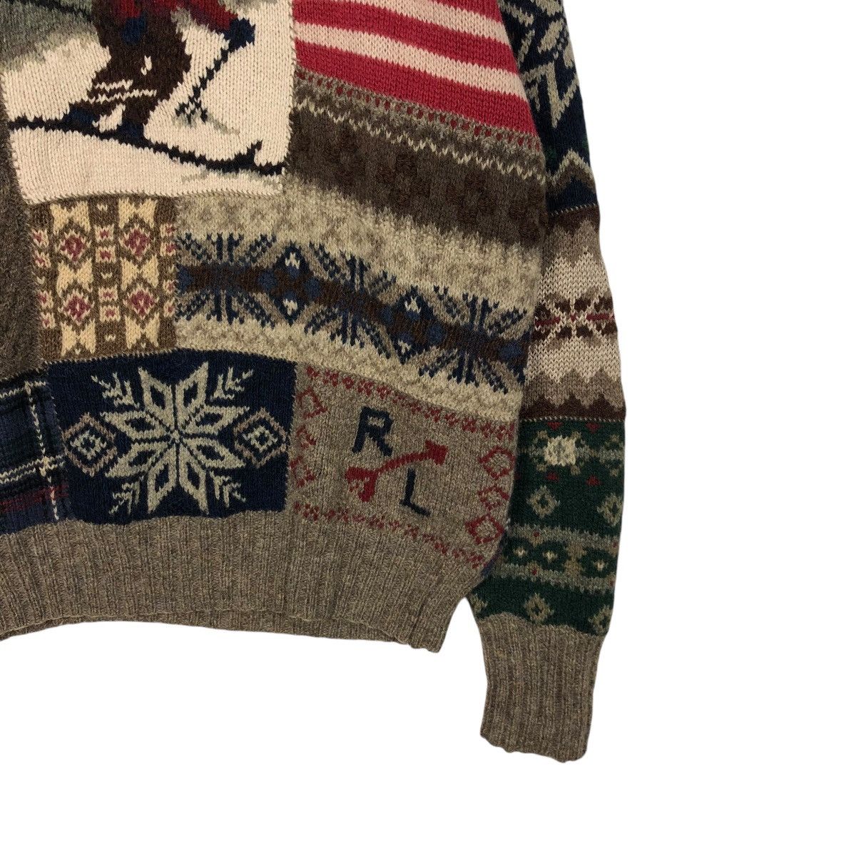 🔥VINTAGE POLO RALPH LAUREN SKI WOOL LINEN HAND KNIT SWEATER