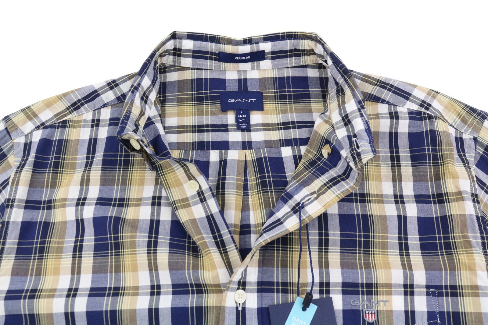 Gant REG WASHED POPLIN CHECK L Beige Button-Down 87501 Size US L / EU 52-54 / 3 - 4 Thumbnail