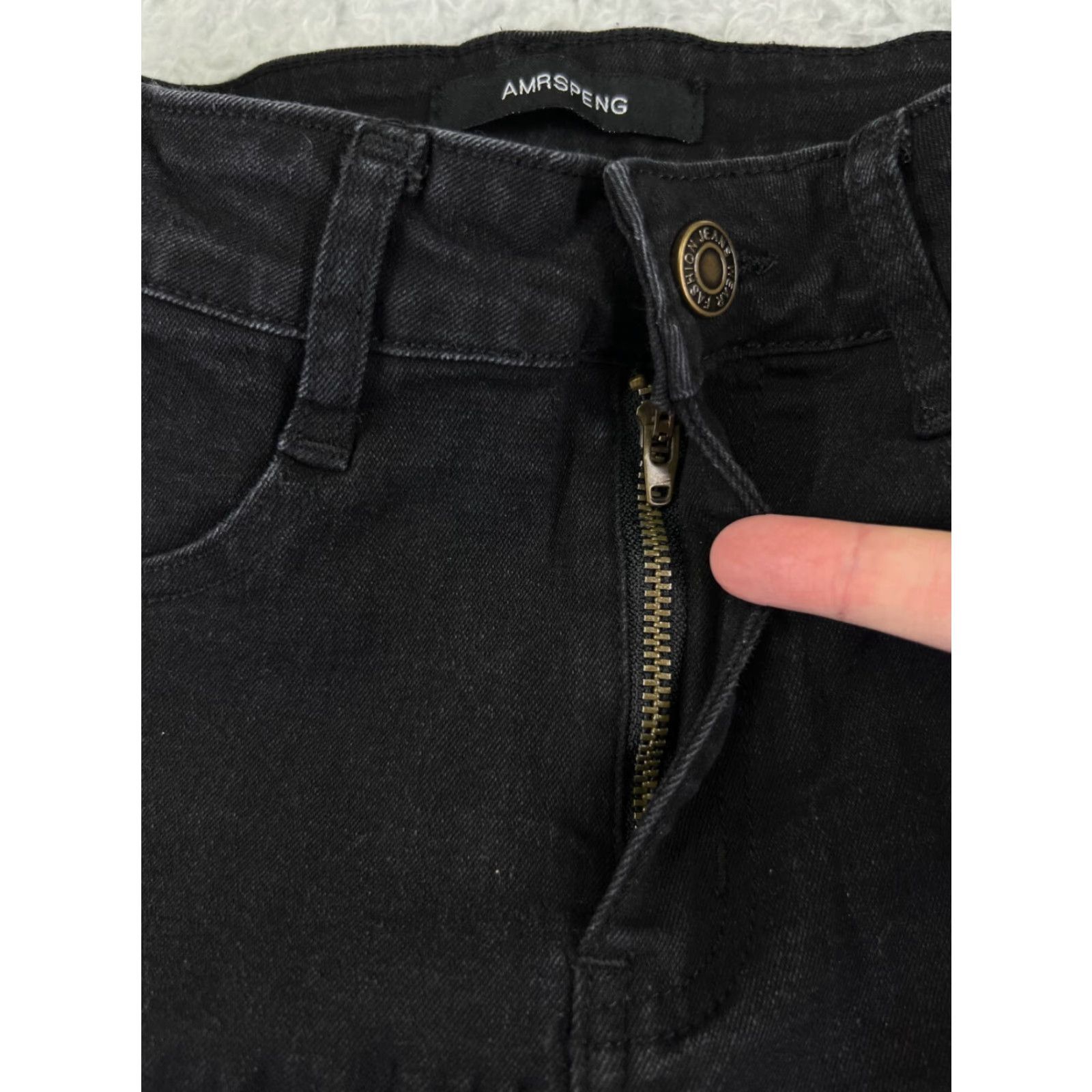 Vintage AMRSPENG Jeans Women 4 Black Flared Mid AMRSPENG 23x28 Denim Distressed Stretch 5-Pocket Regular Vintage No Size 27" / US 4 / IT 40 - 5 Thumbnail