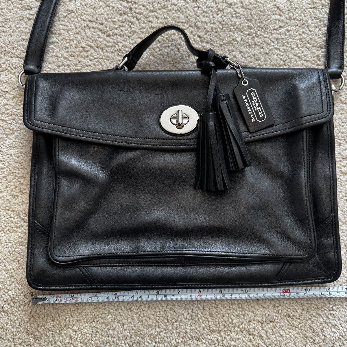 Coach × Vintage COACH ARCHIVE Leather Briefcase Vintage Bag Unisex Black Size ONE SIZE - 7 Thumbnail