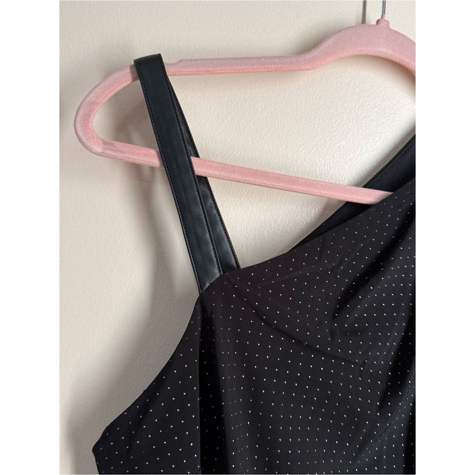 DKNY DKNY Black Studded Top with Faux Leather Strap Size Small Size S / US 4 / IT 40 - 3 Thumbnail