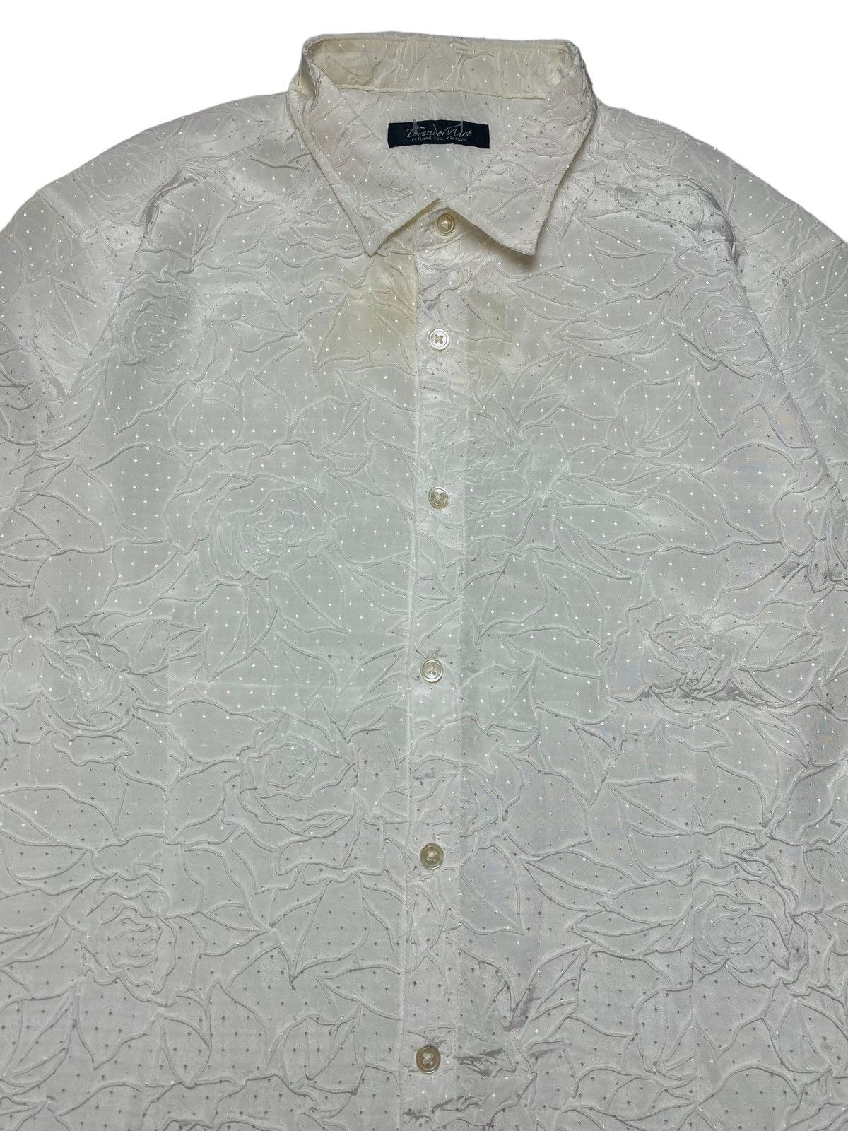 If Six Was Nine 2000s Tornado Mart - Jacquard Rose Pleats Shirt Size US M / EU 48-50 / 2 - 3 Thumbnail