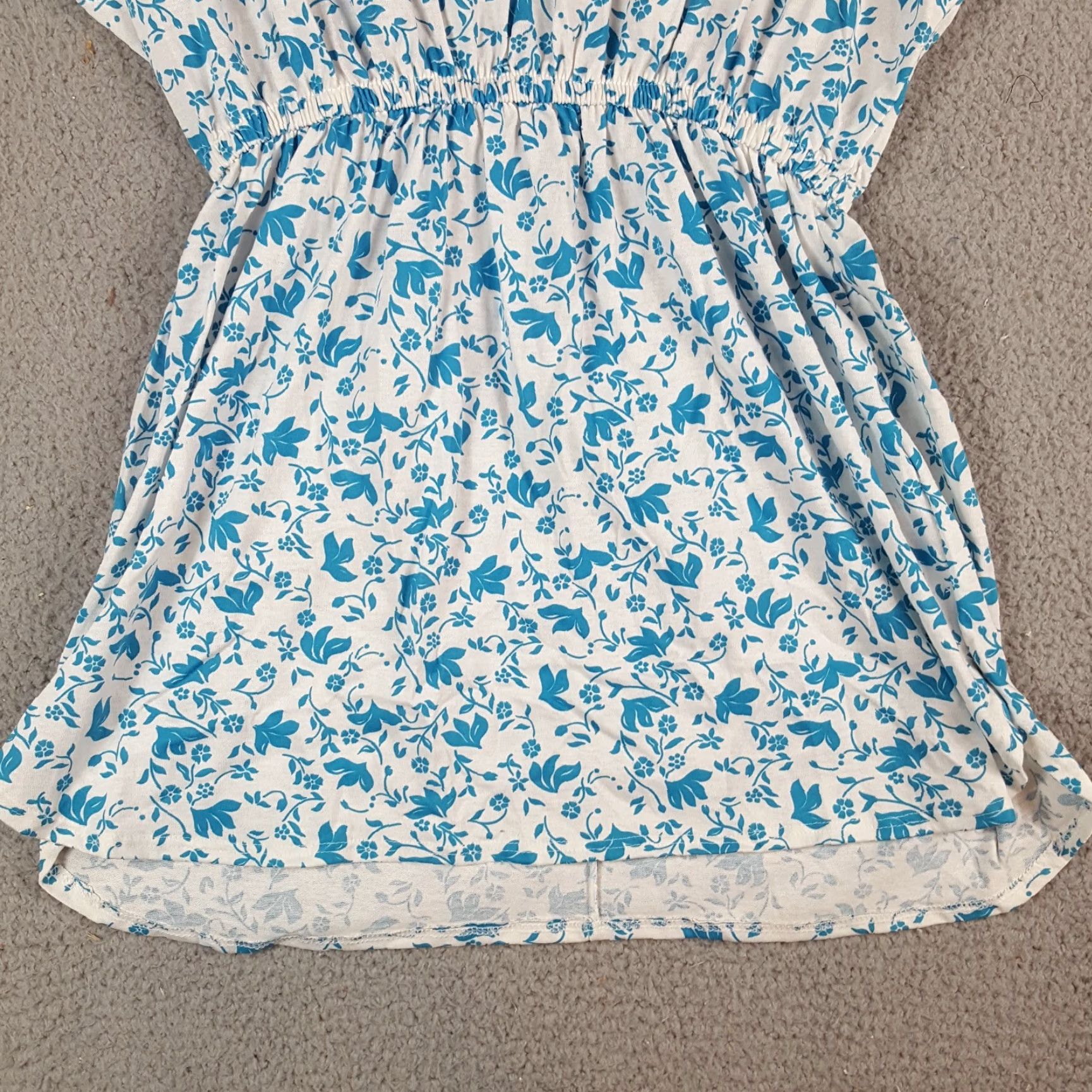 Vintage VINTAGE 80s Blue Flowers Floral Print Short Sleeve Mini Sun Dress Summer L Women MMG Casual Party/Cocktail Travel Size 36" / US 14 / IT 50 - 4 Thumbnail