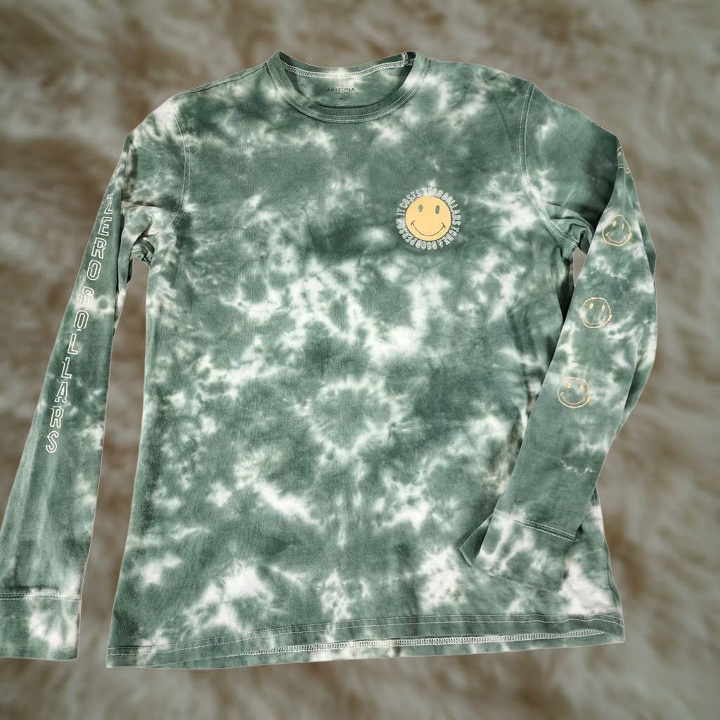 Vintage Arizona Jean Co Green Tie Dye Long Sleeve Crew Neck Graphic Tee Mens M Size US M / EU 48-50 / 2 - 1 Thumbnail