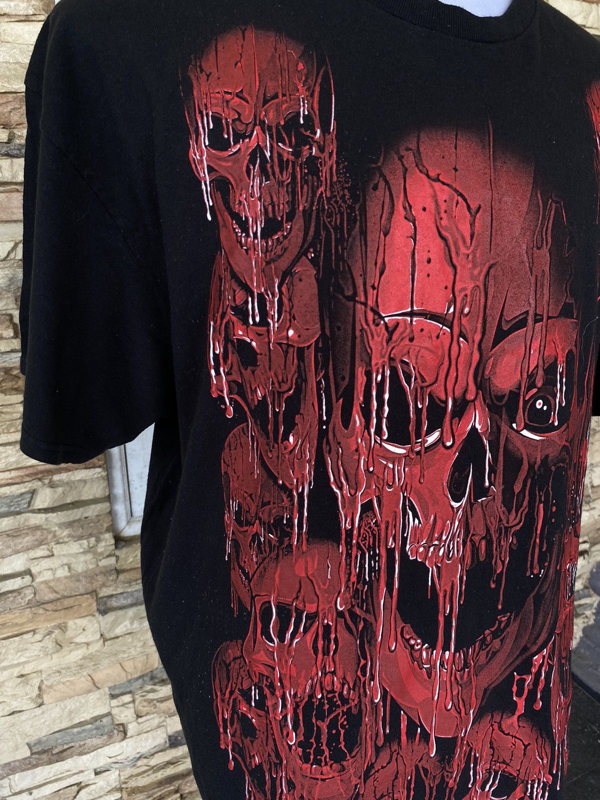 Vintage Y2K Skull Fullprint Tshirt Size US XXL / EU 58 / 5 - 5 Thumbnail