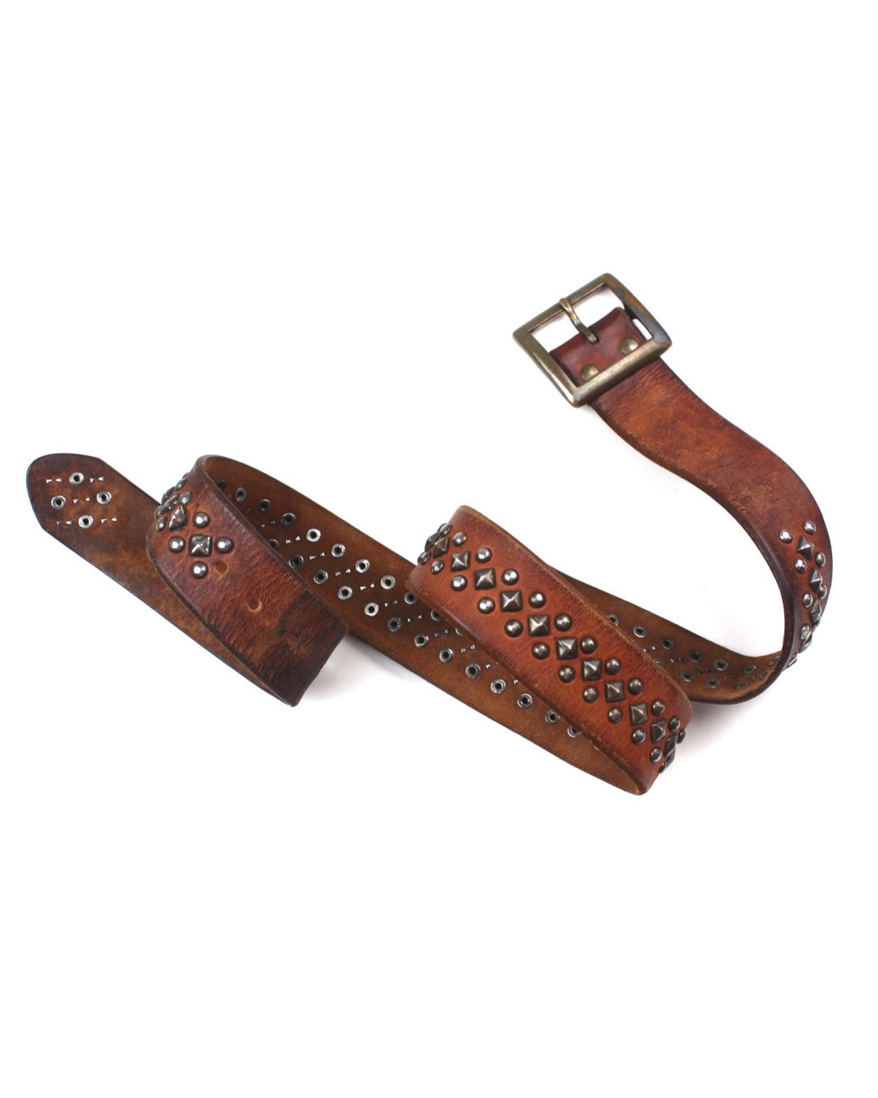 Hysteric Glamour 2000S JAPANESE MADE RUGGED ANTIQUE-BRASS BUCKLE STUDDED BELT Size ONE SIZE - 1 Thumbnail