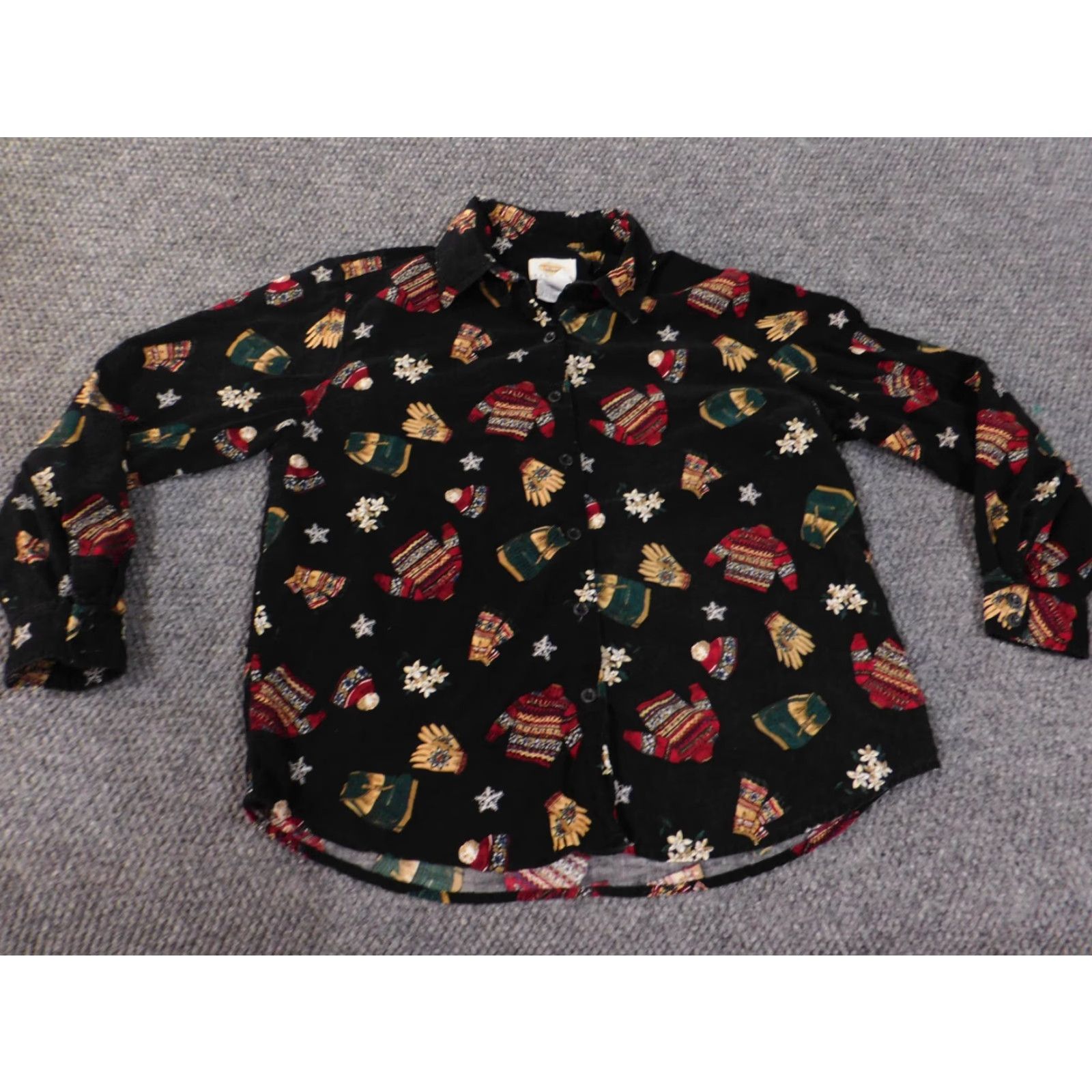 Talbots Talbots Petite Small Corduroy Button-Up Top Black Floral Cotton Womens PS Small Size S / US 4 / IT 40 - 5 Thumbnail