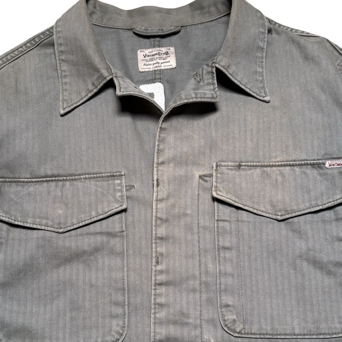 Jack & Jones Jack & Jones Olive Green Work Jacket HBT Chain Stitch Fade L Size US L / EU 52-54 / 3 - 2 Thumbnail