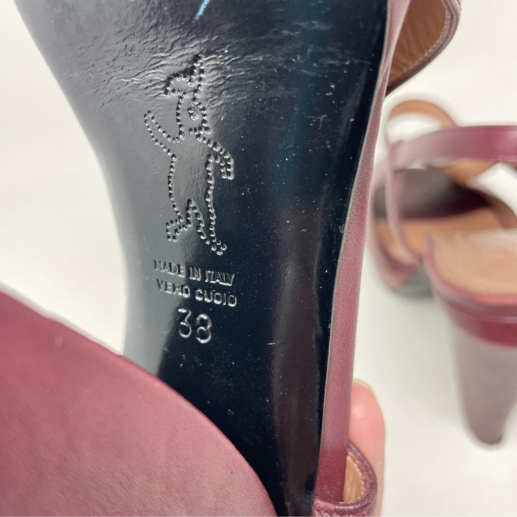 Marni MARNI Burgundy Leather Sculptured Heeled Sandals Size 38/ 8 Size US 8 / IT 38 - 11 Thumbnail