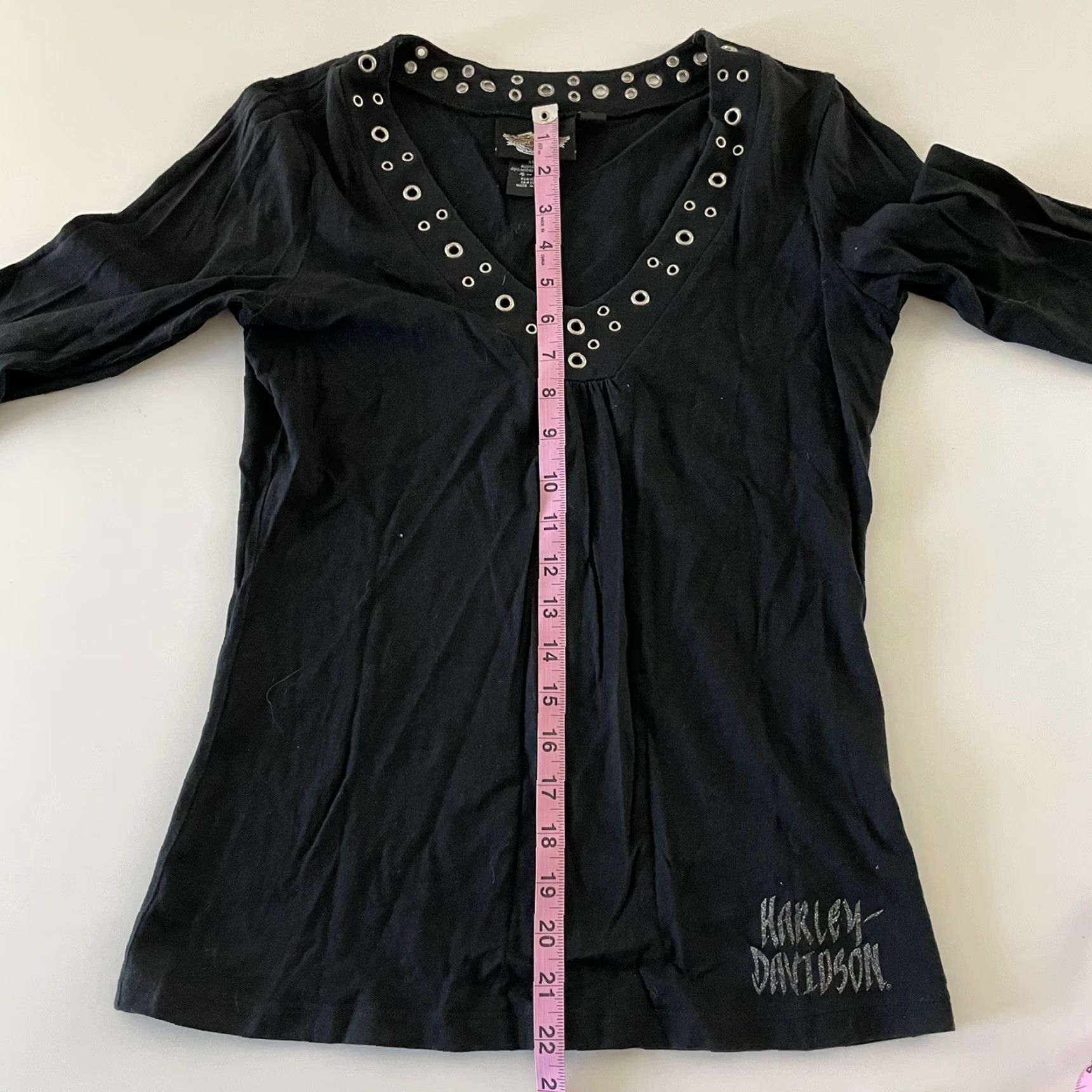 Harley Davidson Harley-Davidson Motorcycle 3/4 Sleeve Eyehole V Neck T Shirt Women's Small Black Size S / US 4 / IT 40 - 5 Thumbnail