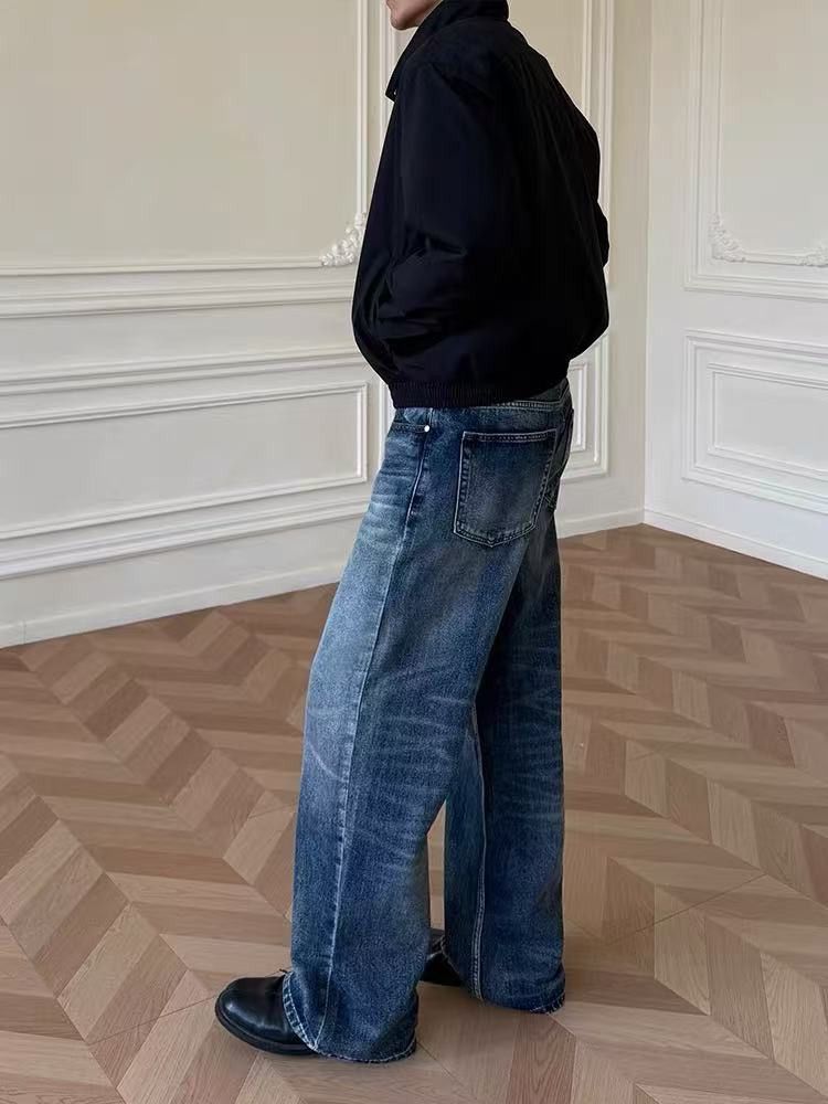 Japanese Brand Japanese retro men's washed distressed loose straight jeans Size US 32 / EU 48 - 5 Thumbnail