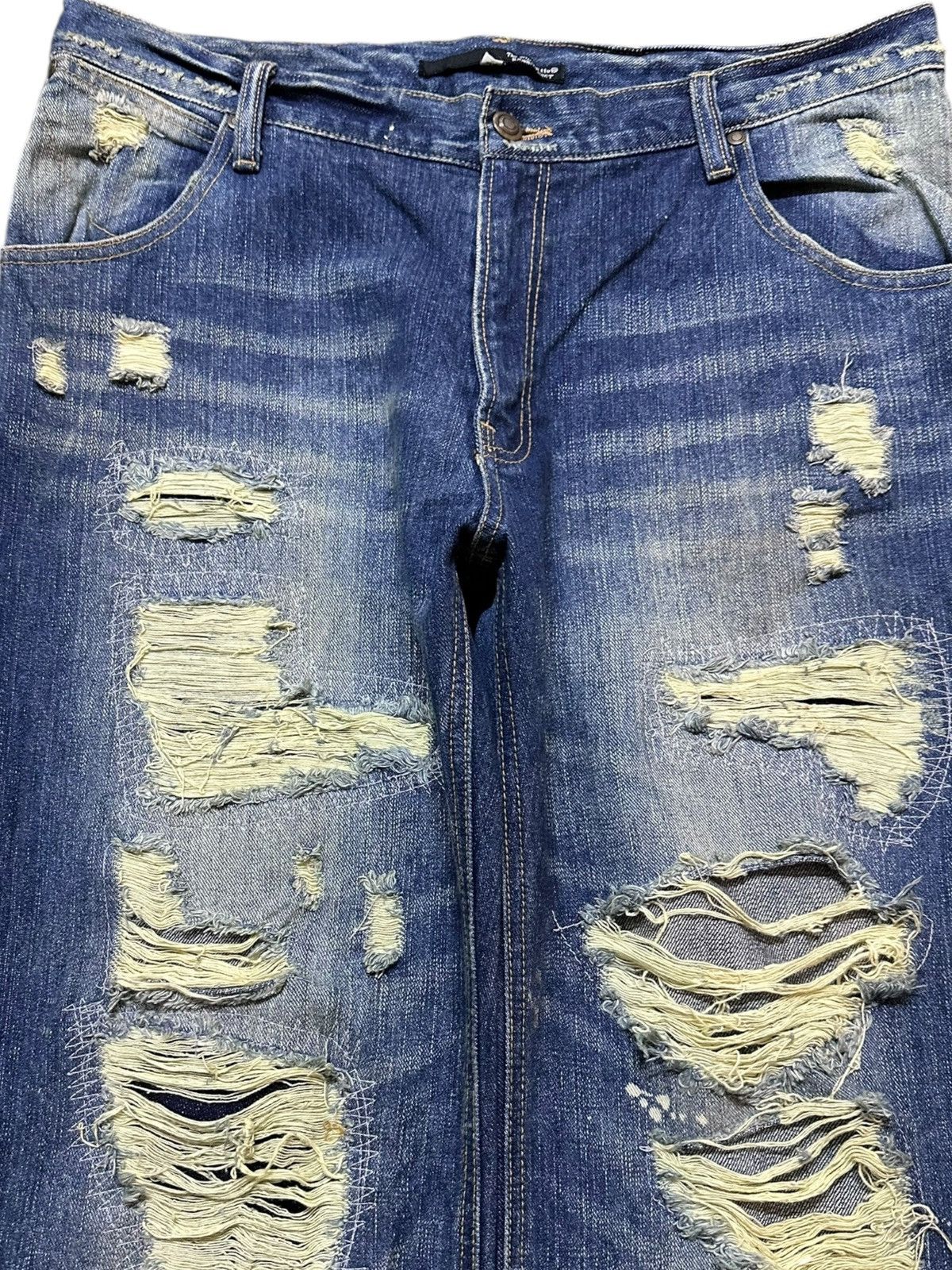 Japanese Brand Vintage Exhibisionist Baggy Wide Leg Grunge Distressed Denim Size US 34 / EU 50 - 2 Thumbnail