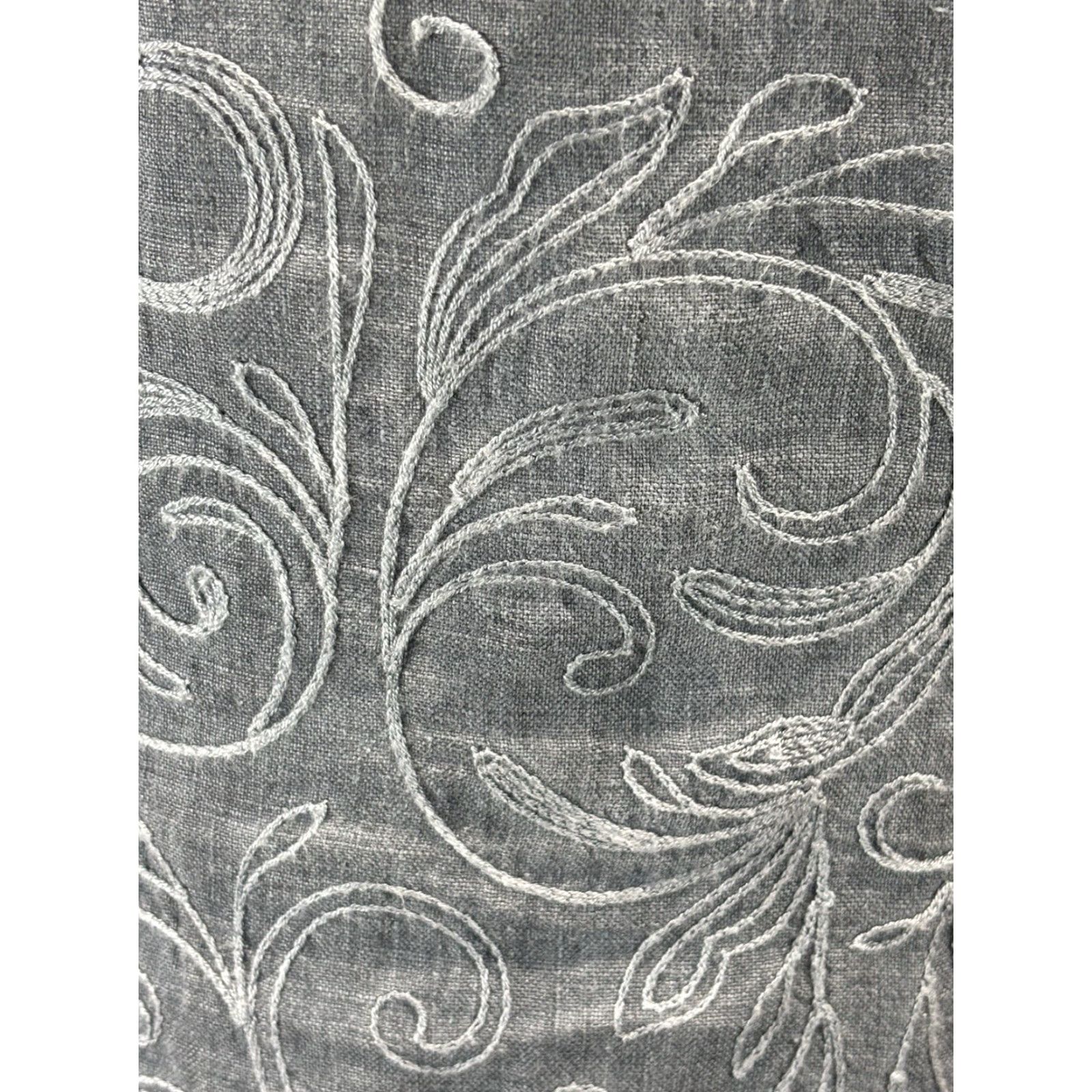 B Sides LINA TOMEI Embroidered Linen Dress Small Grey/Blue Short Sleeve Women's Italy Casual Size S / US 4 / IT 40 - 6 Thumbnail