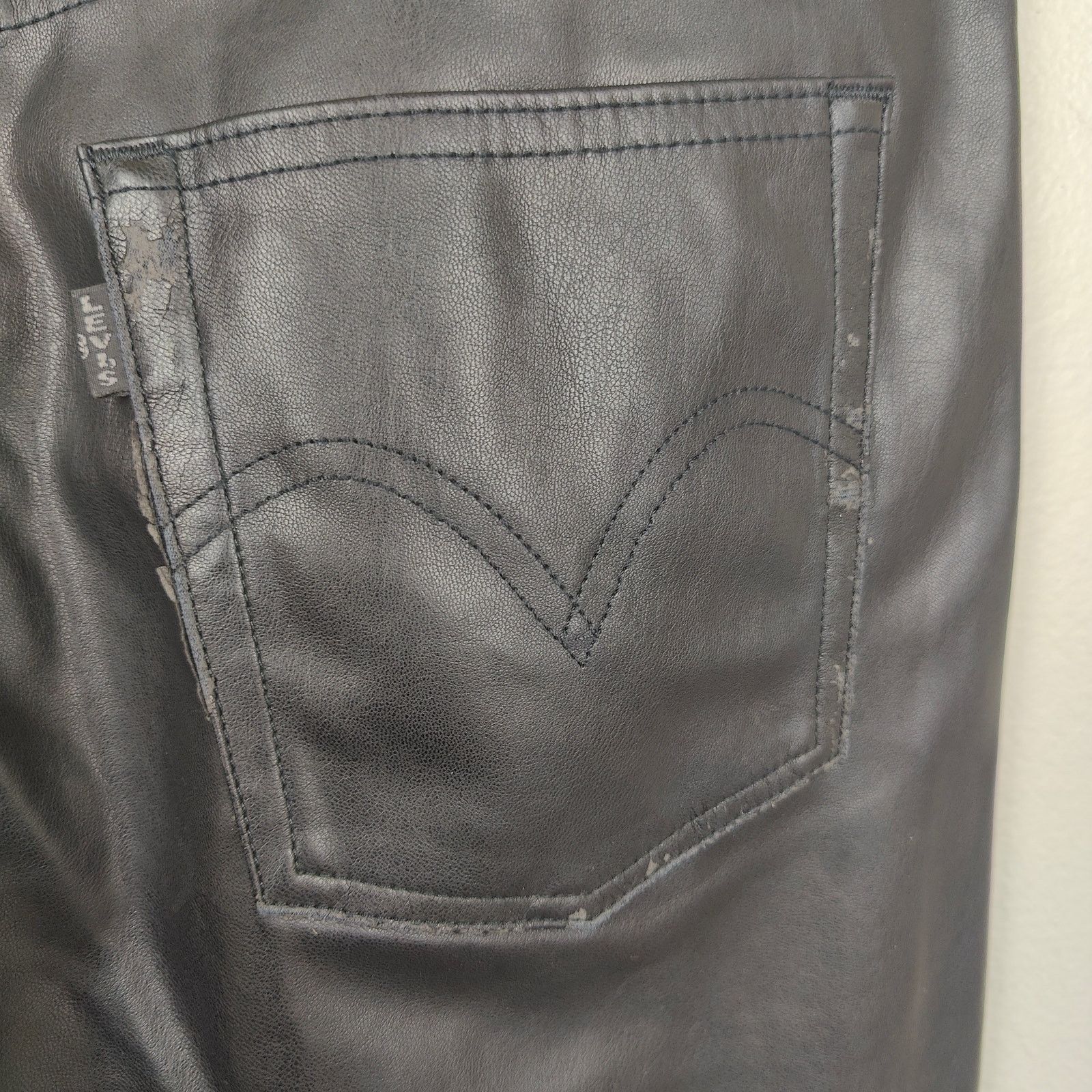 Levi's Levis Ribcage Straight Jeans Womens 27 Black Faux Leather Size 27" / US 4 / IT 40 - 6 Thumbnail