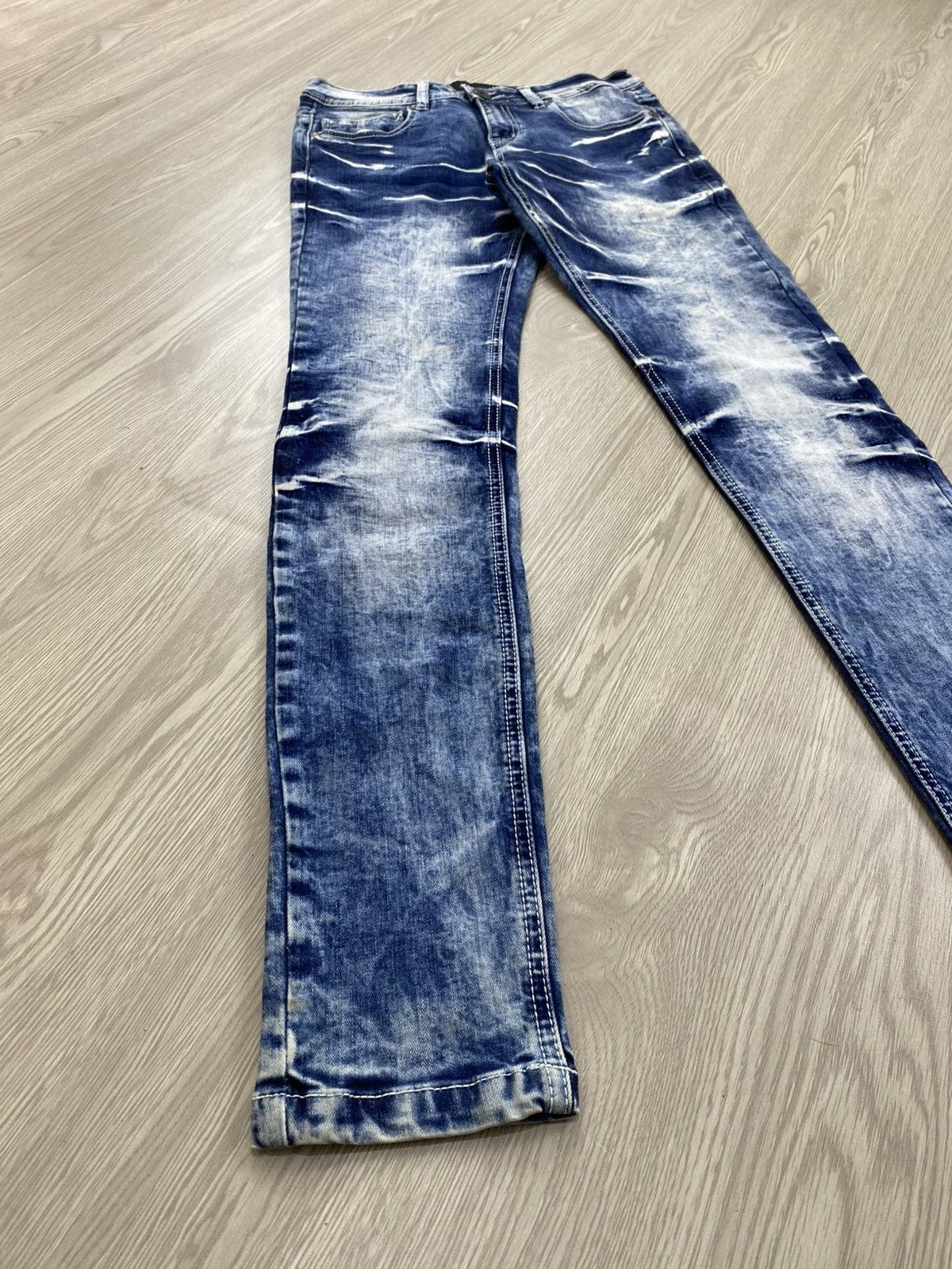 If Six Was Nine × Le Grande Bleu (L.G.B.) × Tornado Mart 2000s Cavaria Fuga Clawmark Nice Faded Skinny Jeans Size US 26 / EU 42 - 4 Thumbnail