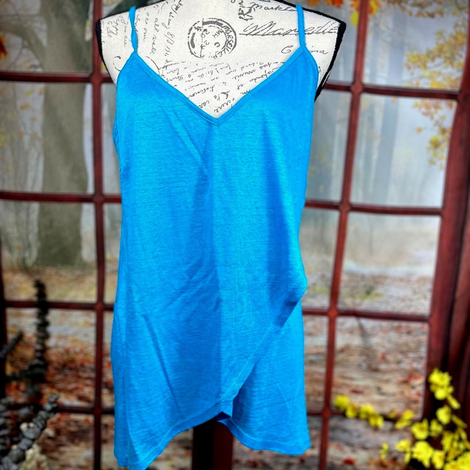 Other Socapri Tank Top 100% Flax Mediterranean Blue Made Italy L Size L / US 10 / IT 46 - 3 Thumbnail