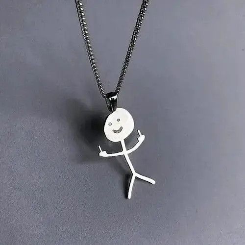 Jewelry Middle Finger Stickman Pendant Necklace Size ONE SIZE - 2 Thumbnail