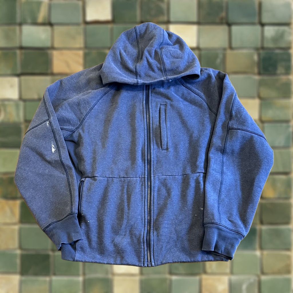 Lululemon Lululemon Full Zip Hoodie Sweatshirt Large Cargo Navy Blue Womens Regular Zip Hooded Pockets Activewear Size L / US 10 / IT 46 - 1 Thumbnail