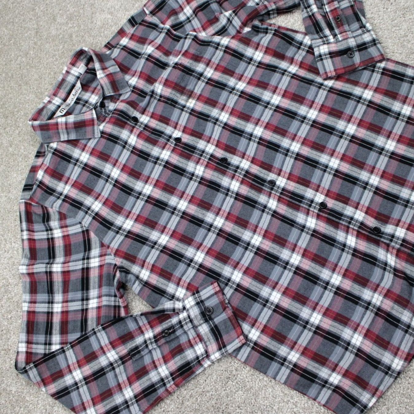 TravisMathew Travis Mathew Flannel Shirt Mens L Red Plaid Cotton L/S Button Up Size US L / EU 52-54 / 3 - 7 Thumbnail
