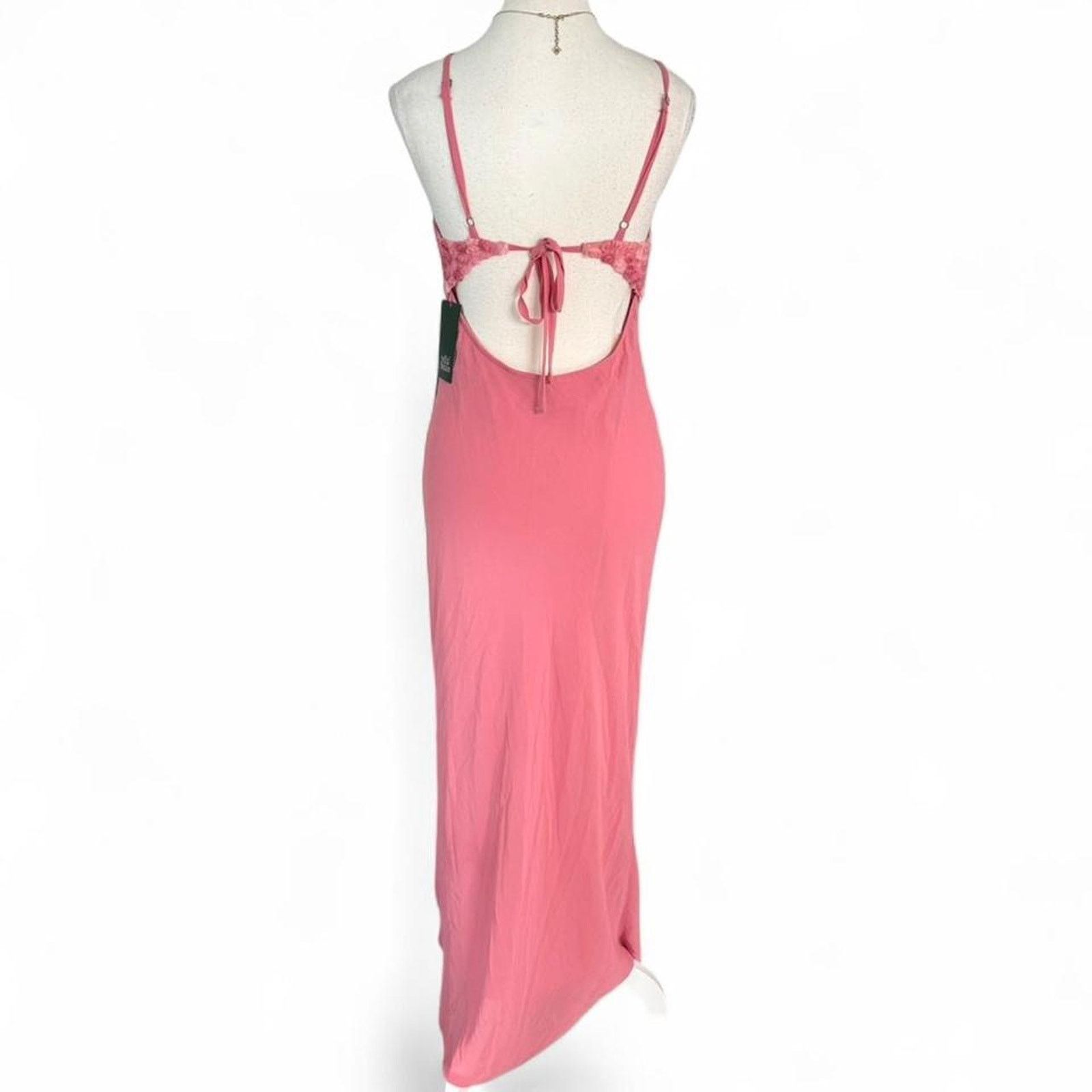 Other Pink Maxi Dress Open Back Rose Detail Silky Dress size small Size S / US 4 / IT 40 - 2 Thumbnail
